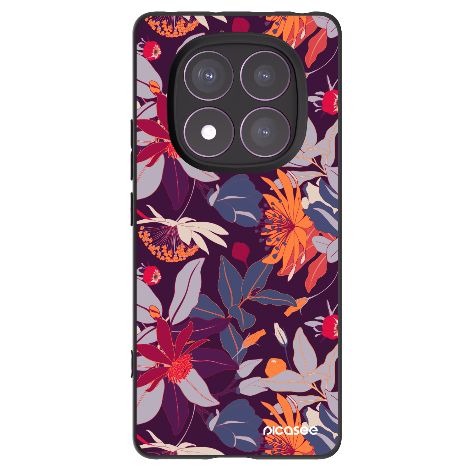 Picasee crna silikonska maskica za Xiaomi Redmi Note 14 Pro 4G - Purple Leaf