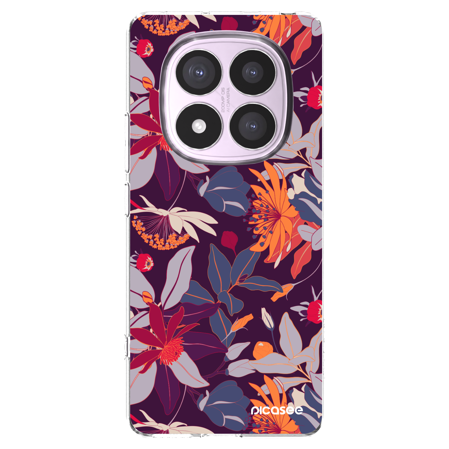 Picasee silikonska prozirna maskica za Xiaomi Redmi Note 14 Pro 4G - Purple Leaf