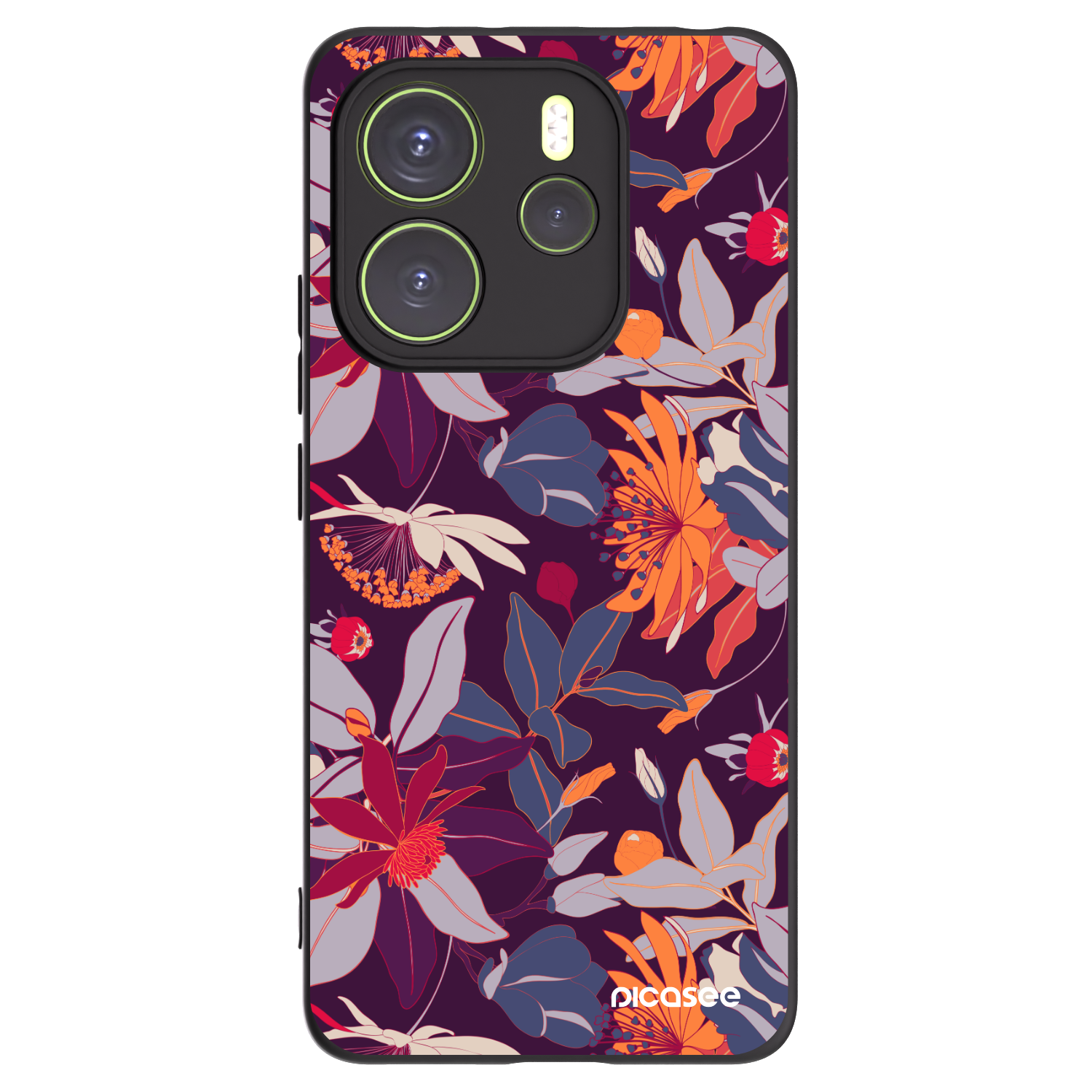 Picasee crna silikonska maskica za Xiaomi Redmi Note 14 4G - Purple Leaf