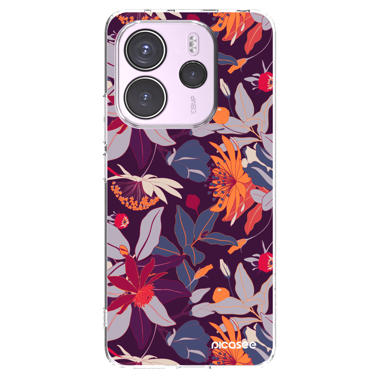 Picasee silikonska prozirna maskica za Xiaomi Redmi Note 14 4G - Purple Leaf