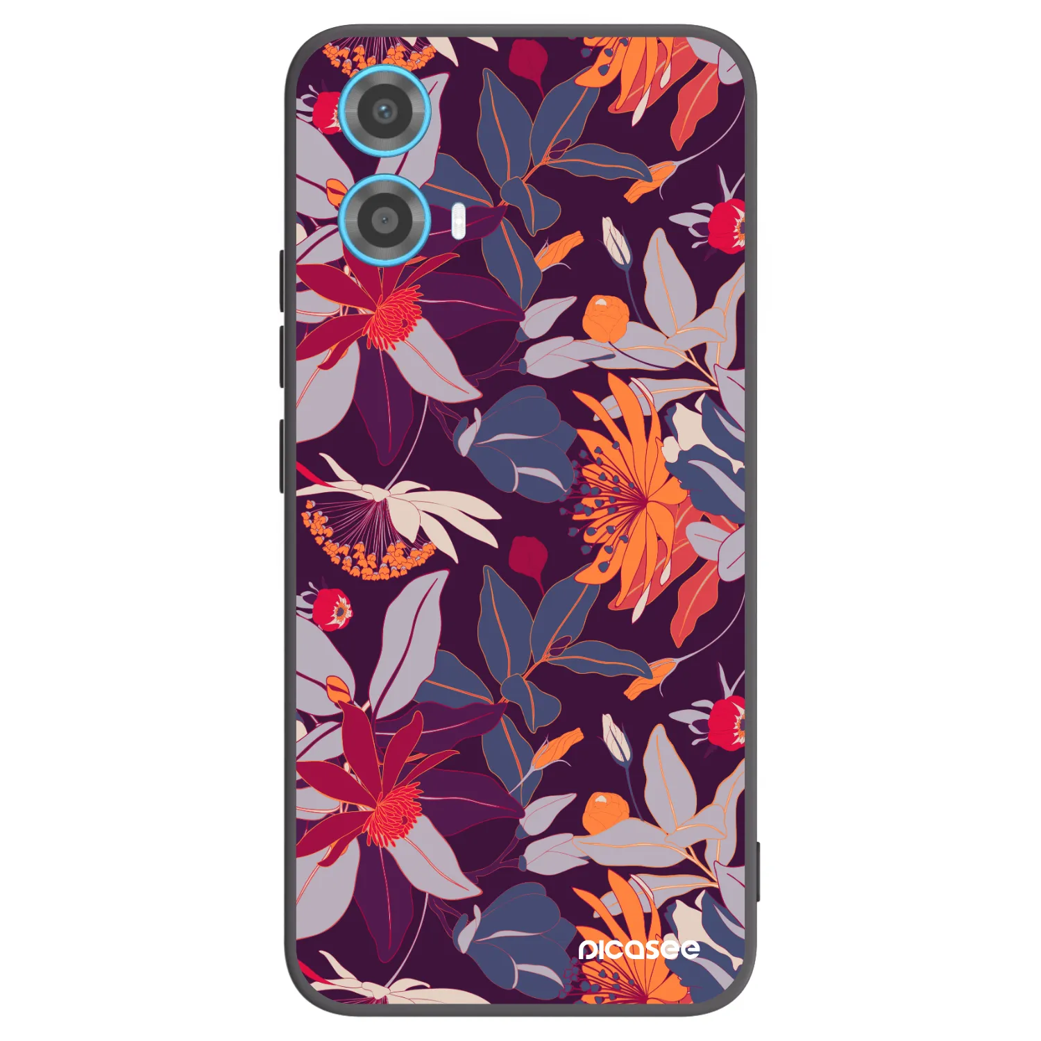Picasee crna silikonska maskica za Motorola Moto G34 5G - Purple Leaf