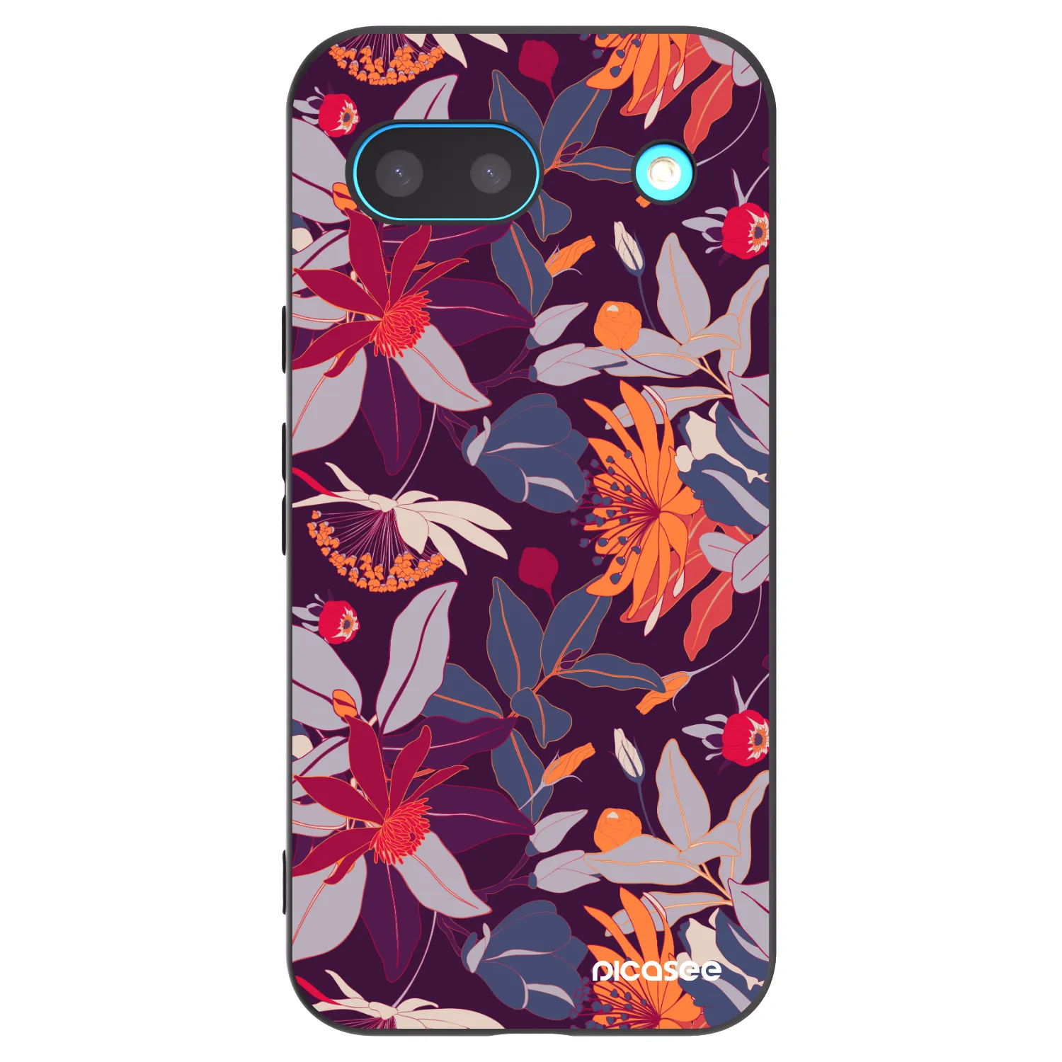 Picasee crna silikonska maskica za Google Pixel 8a - Purple Leaf