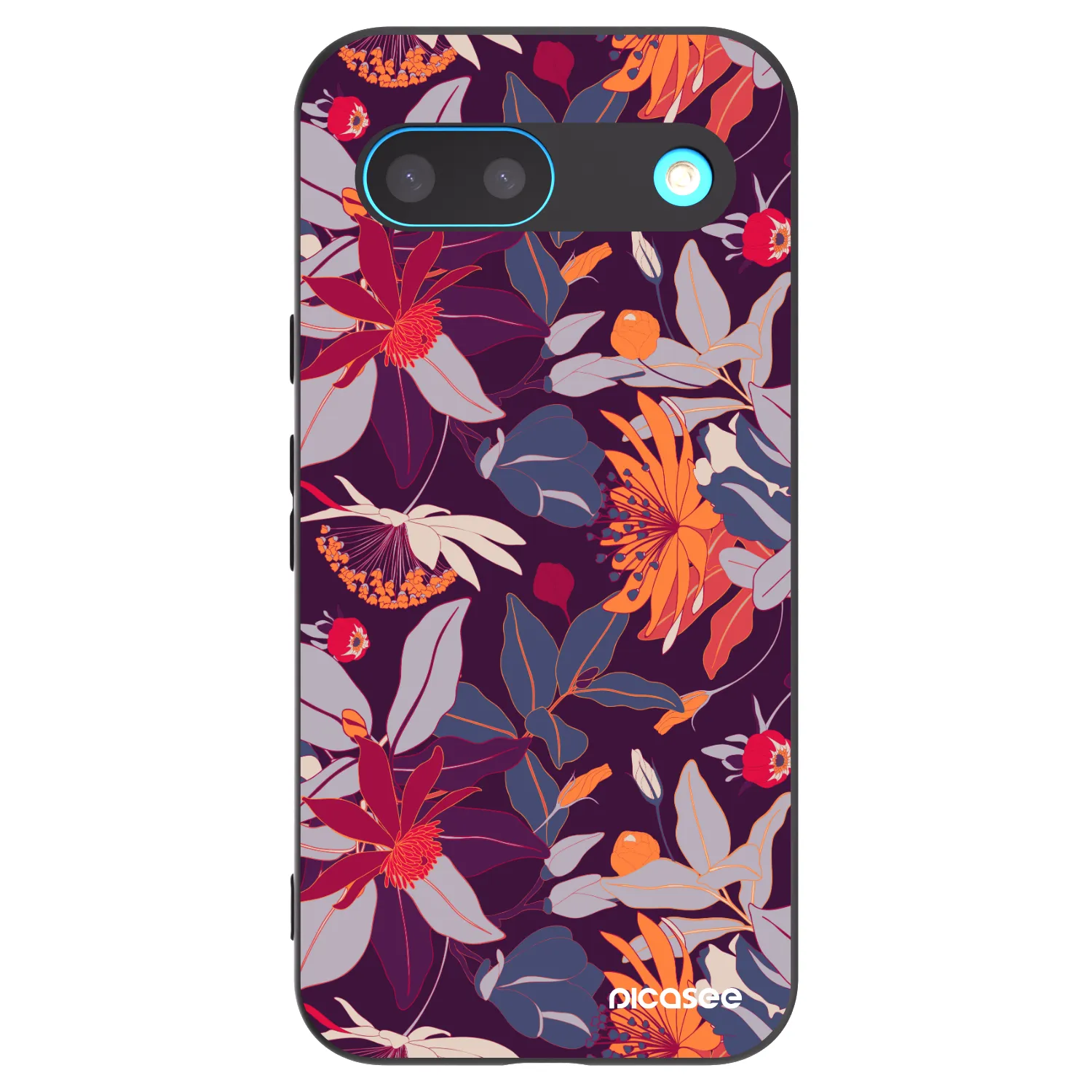 Picasee crna silikonska maskica za Google Pixel 8 - Purple Leaf