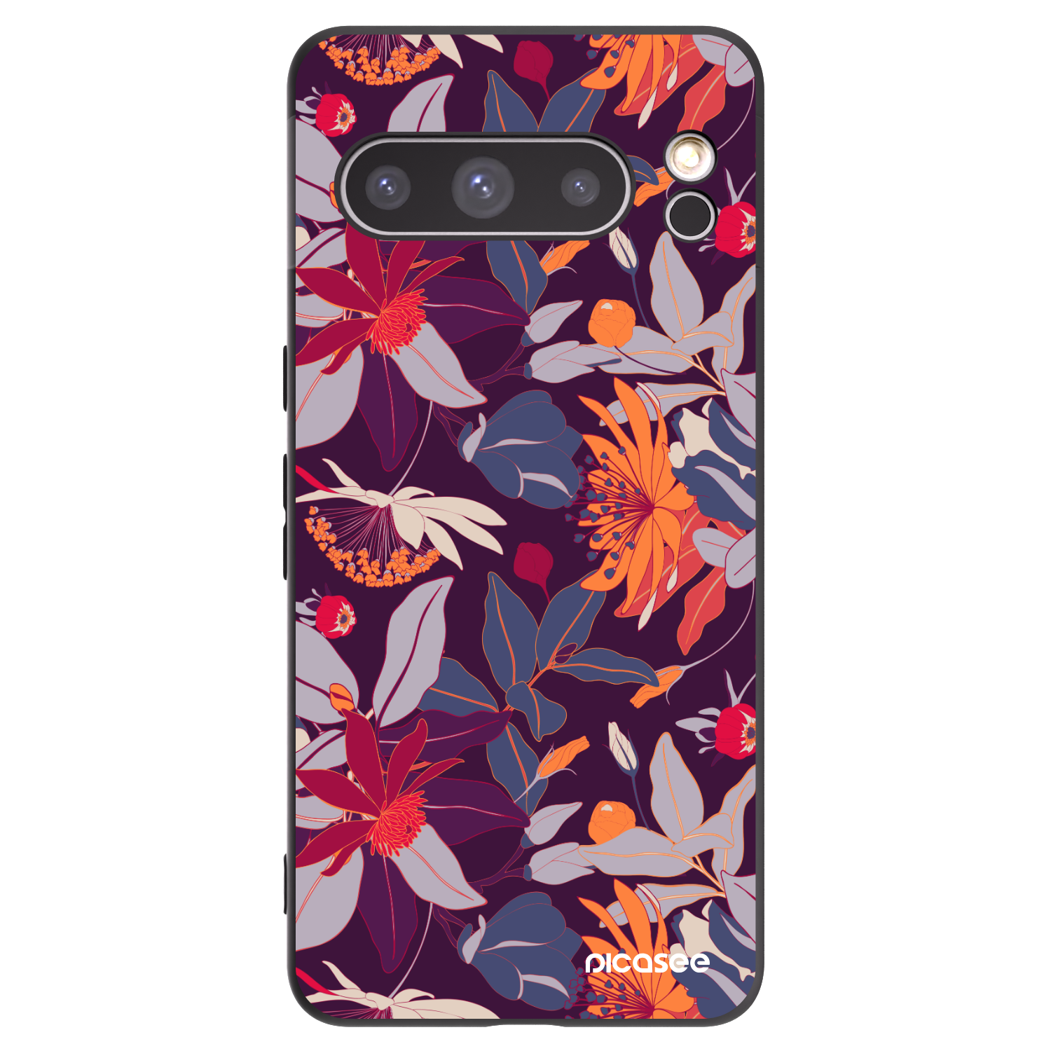 Picasee crna silikonska maskica za Google Pixel 8 Pro - Purple Leaf