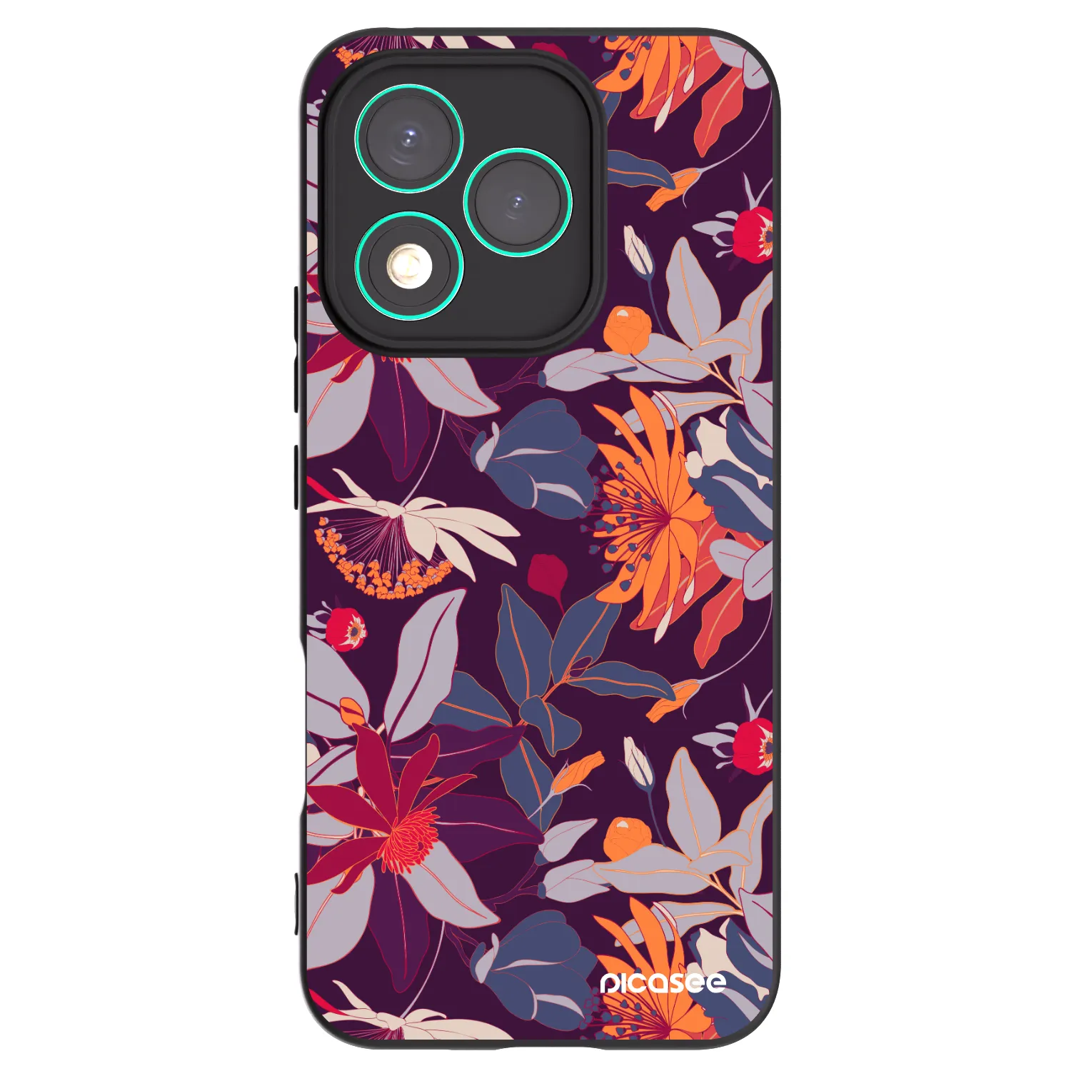 Picasee crna silikonska maskica za Honor 400 Lite 5G - Purple Leaf