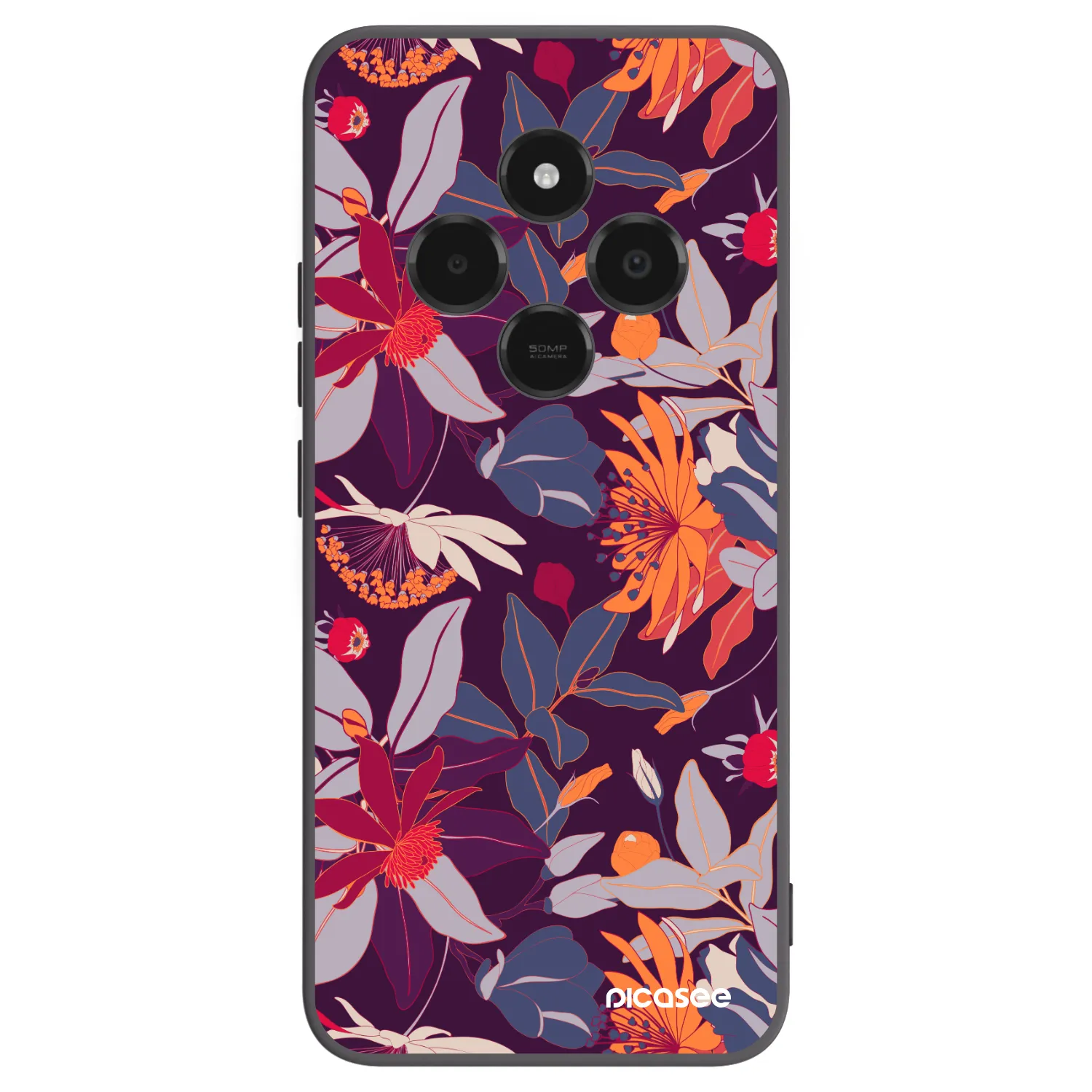 Picasee crna silikonska maskica za Xiaomi Poco C75 - Purple Leaf