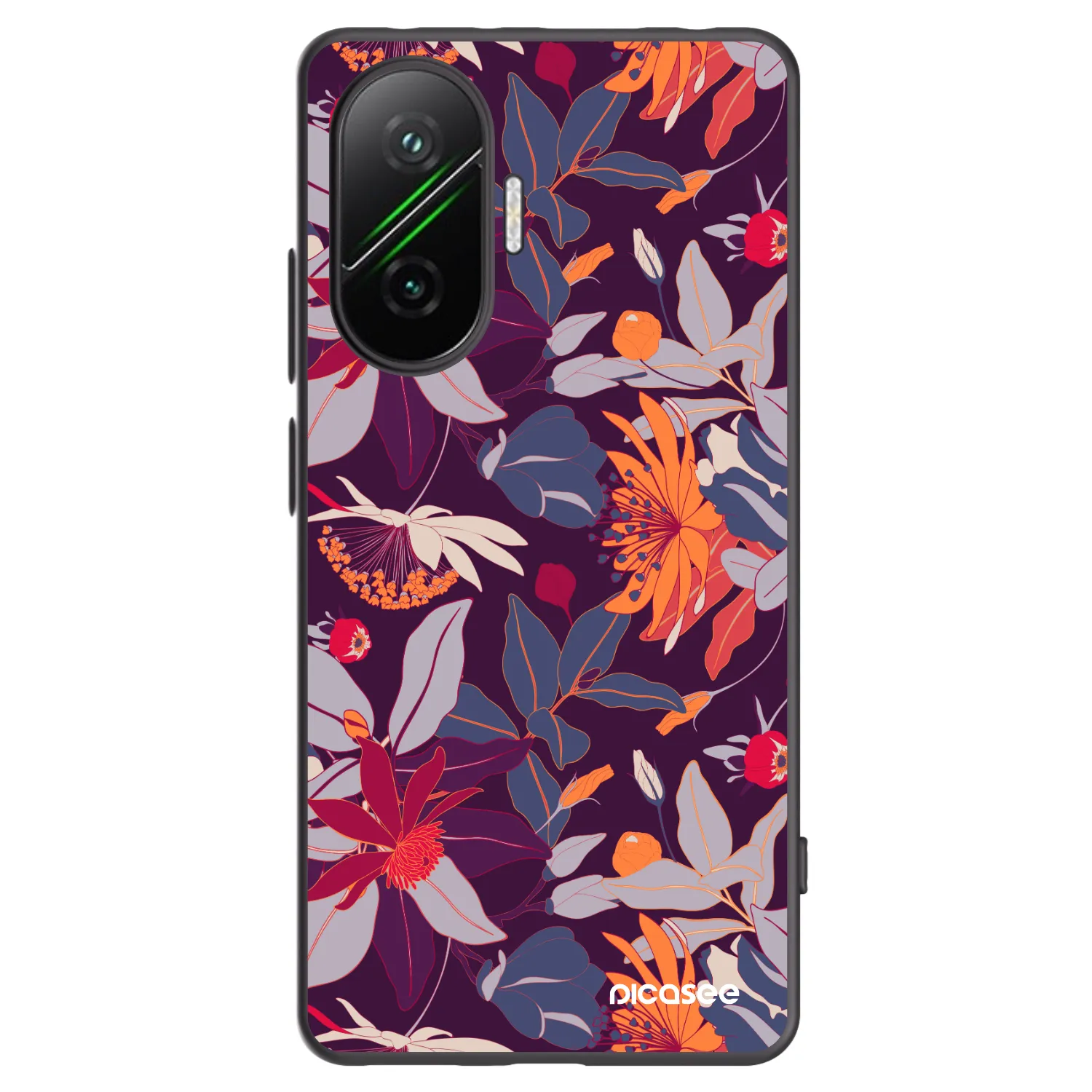 Picasee crna silikonska maskica za Xiaomi Poco F7 5G - Purple Leaf