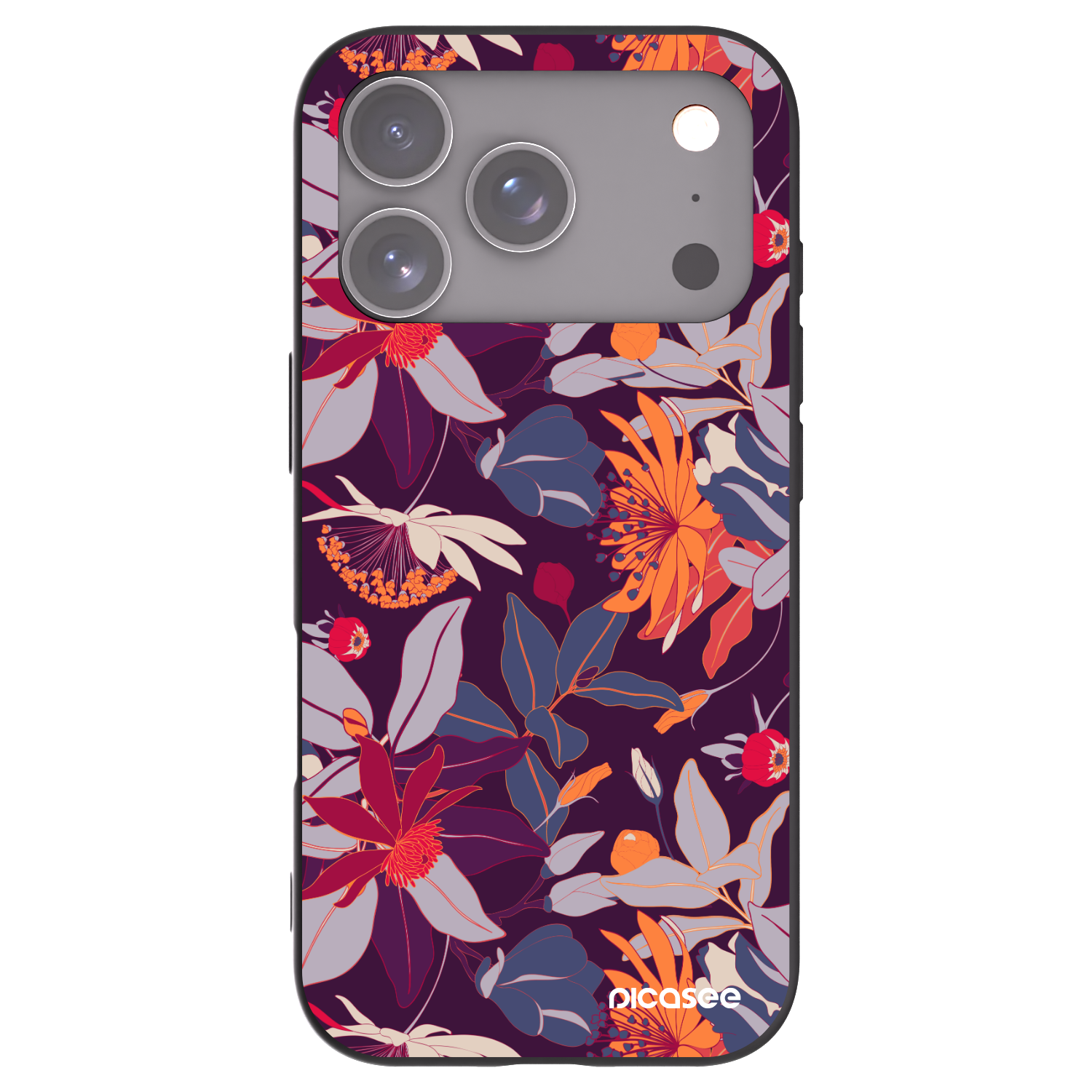 Picasee crna silikonska maskica za Apple iPhone 17 Pro - Purple Leaf