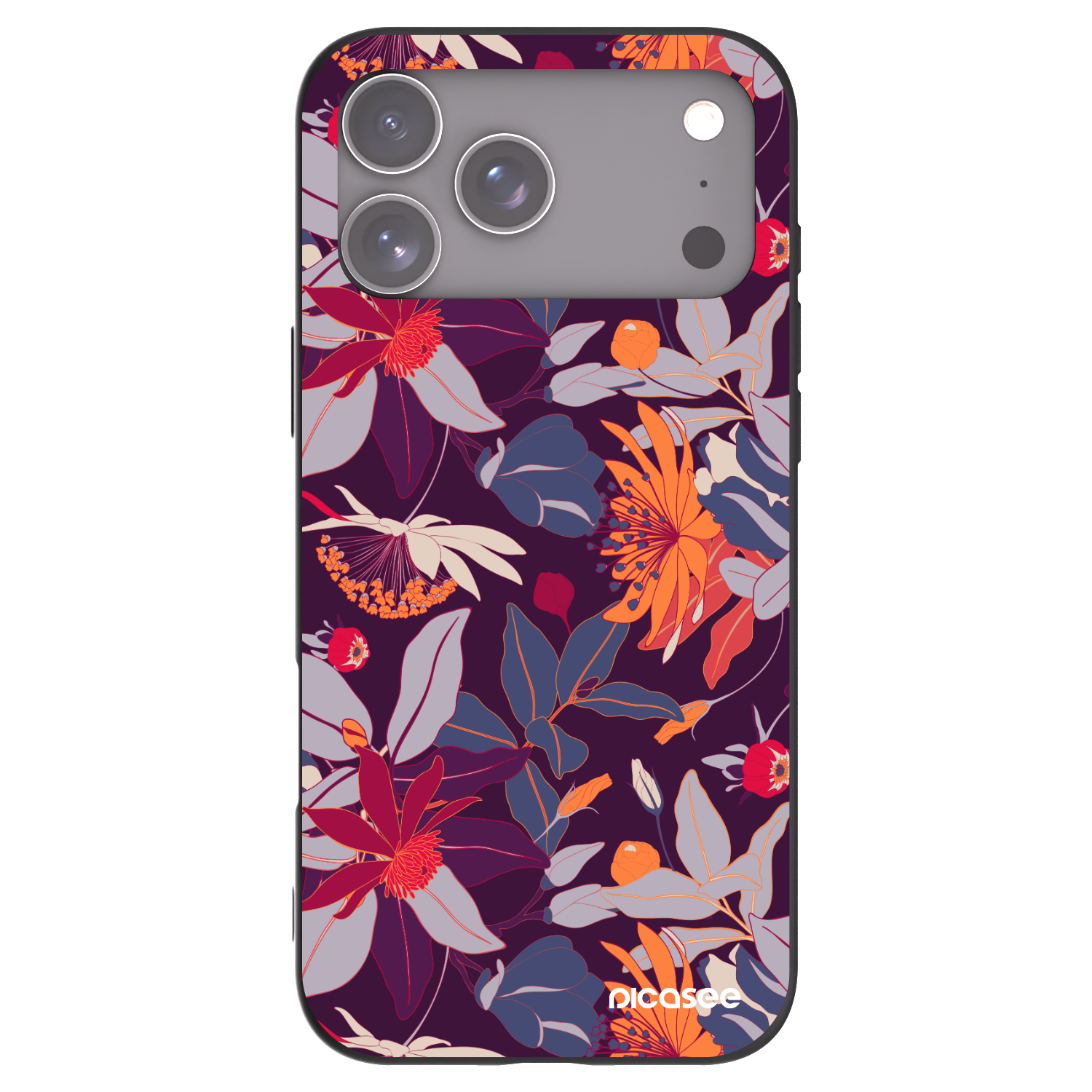 Picasee crna silikonska maskica za Apple iPhone 17 Pro Max - Purple Leaf