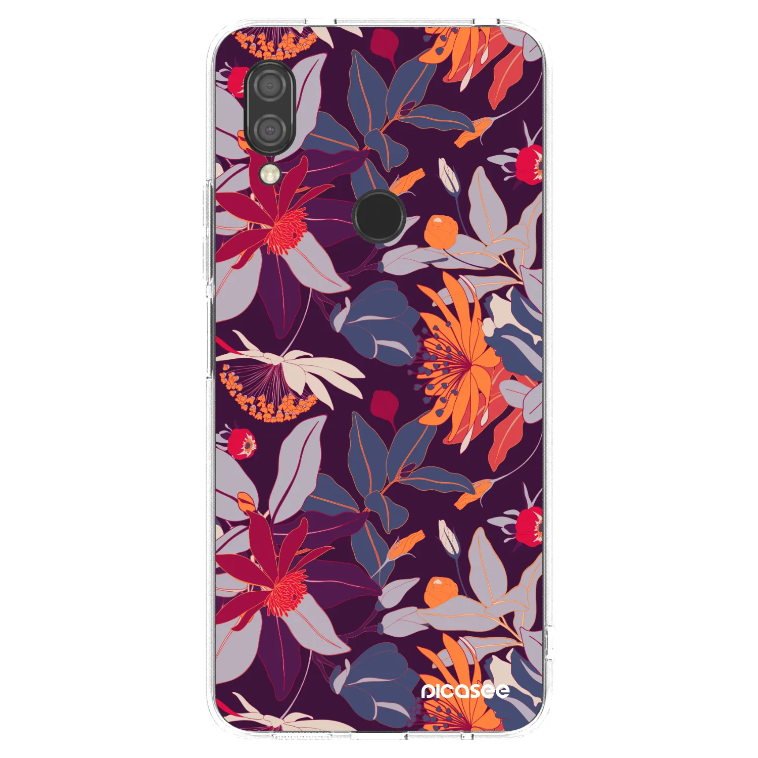 Picasee silikonska prozirna maskica za Xiaomi Redmi 7 - Purple Leaf