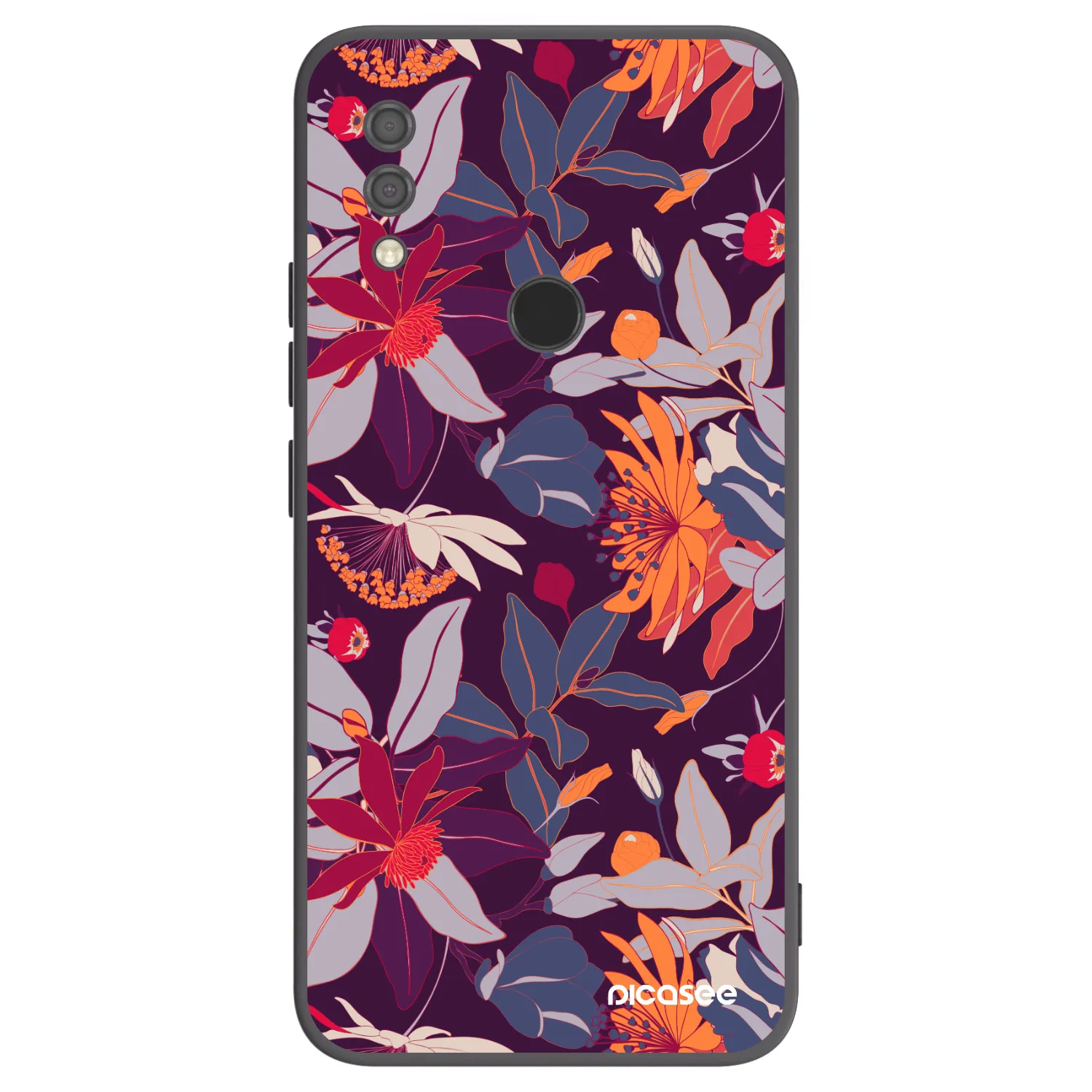 Picasee crna silikonska maskica za Xiaomi Redmi 7 - Purple Leaf