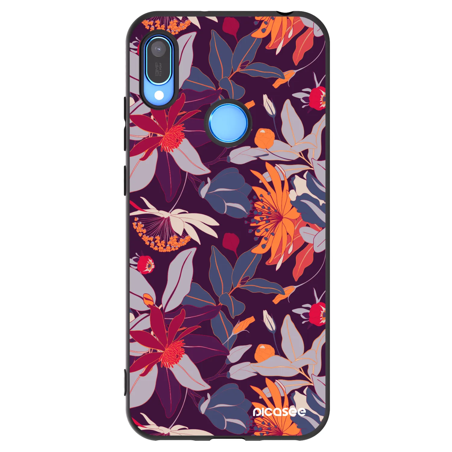 Picasee crna silikonska maskica za Huawei Y6 2019 - Purple Leaf