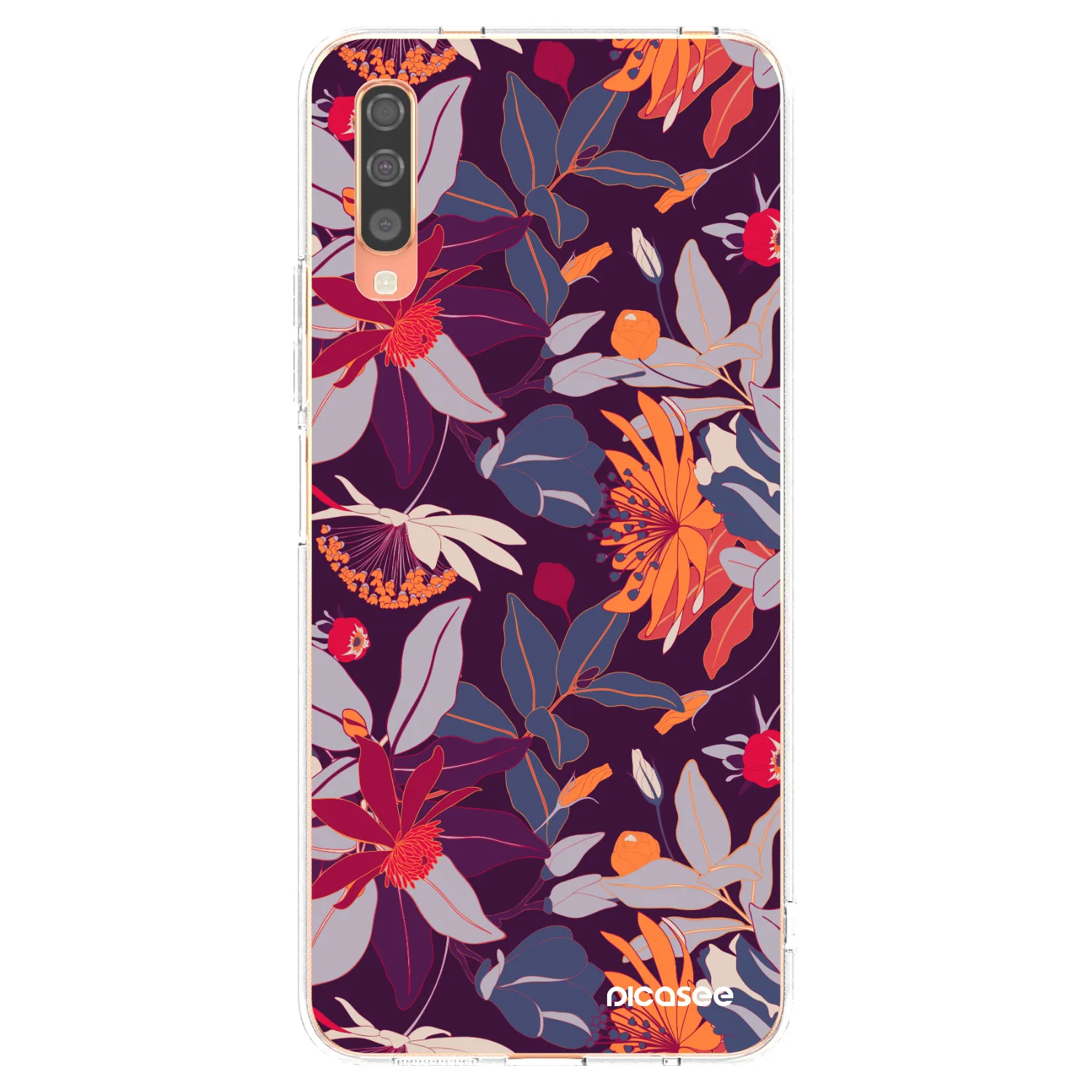 Picasee silikonska prozirna maskica za Samsung Galaxy A70 A705F - Purple Leaf