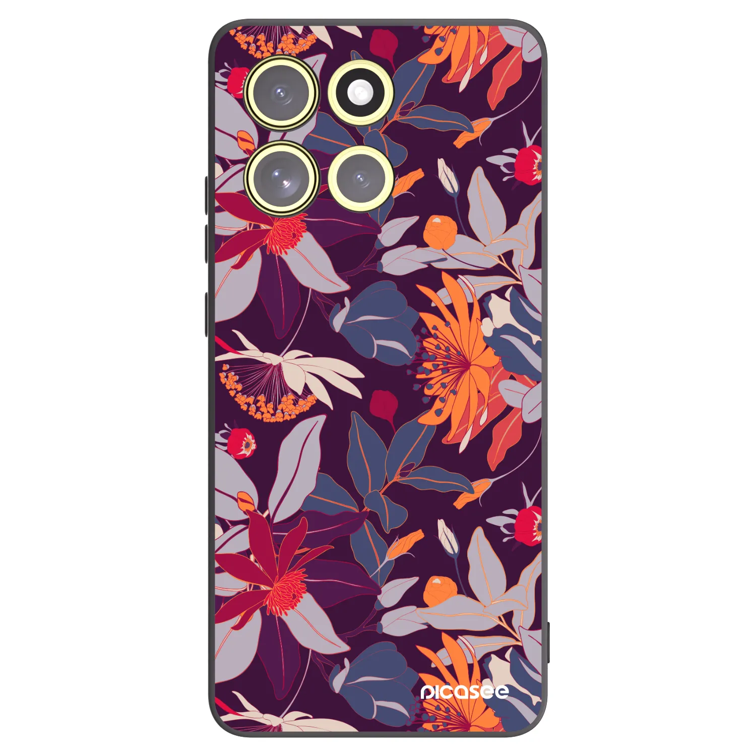 Picasee crna silikonska maskica za Motorola Moto G86 5G - Purple Leaf