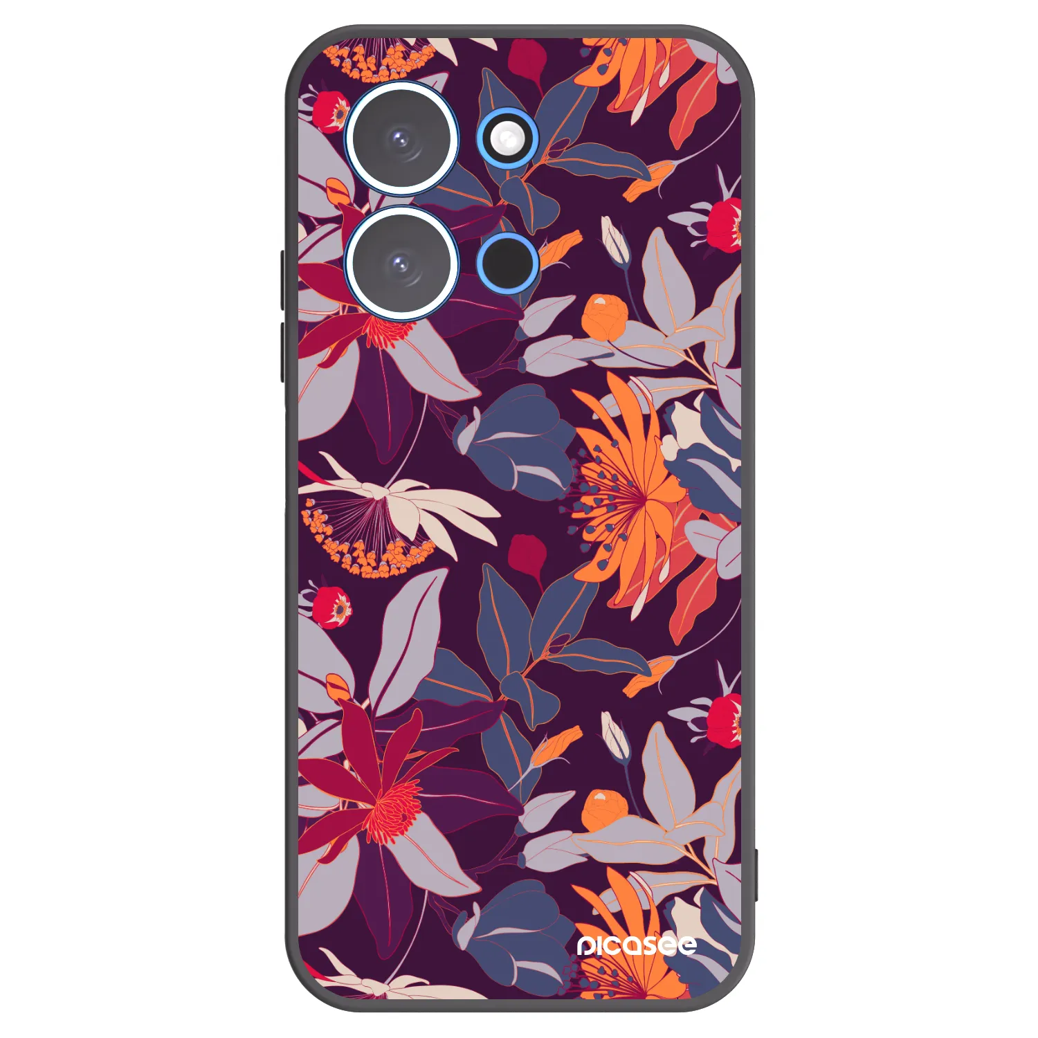 Picasee crna silikonska maskica za Xiaomi Redmi 15C 4G - Purple Leaf