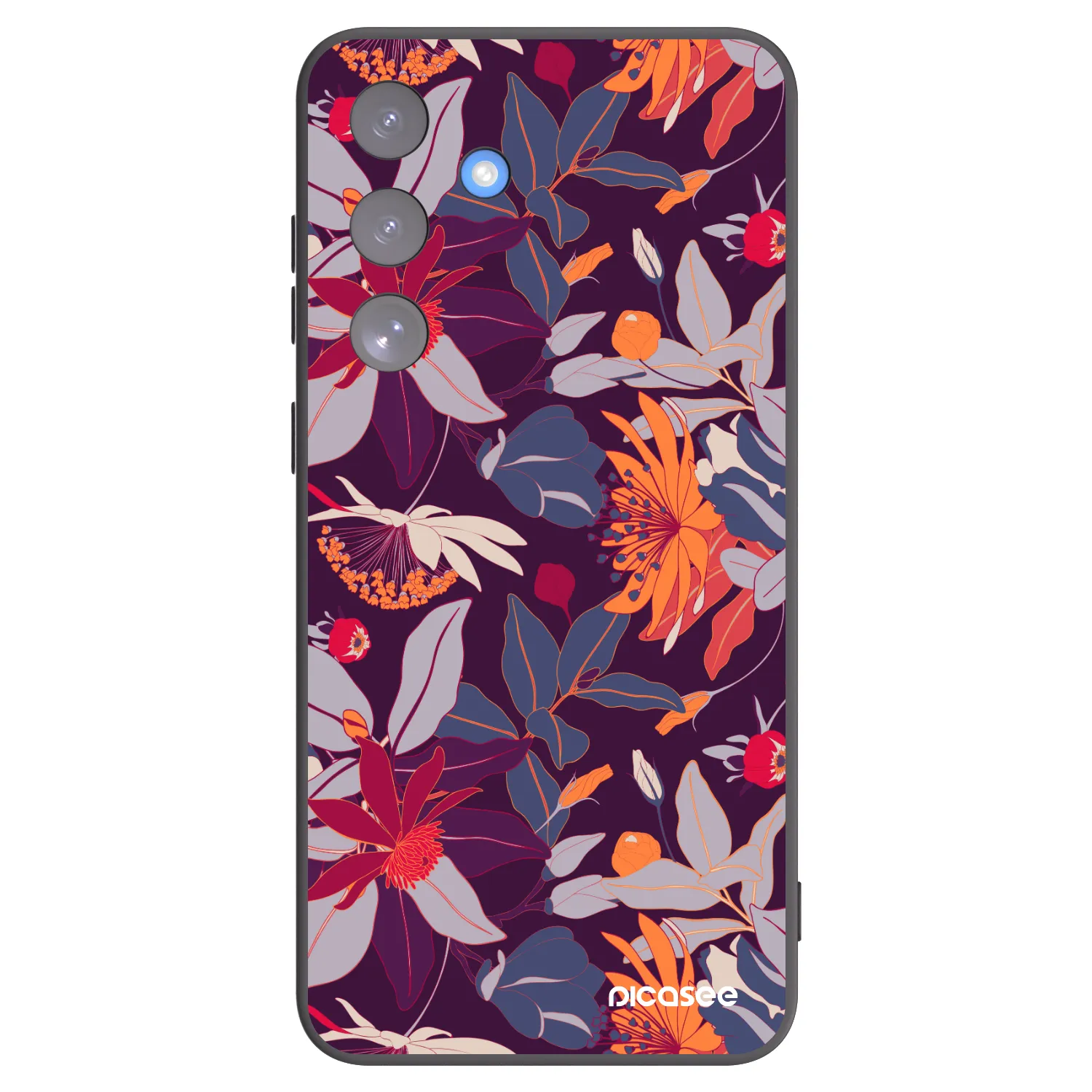Picasee crna silikonska maskica za Samsung Galaxy S25 FE 5G - Purple Leaf