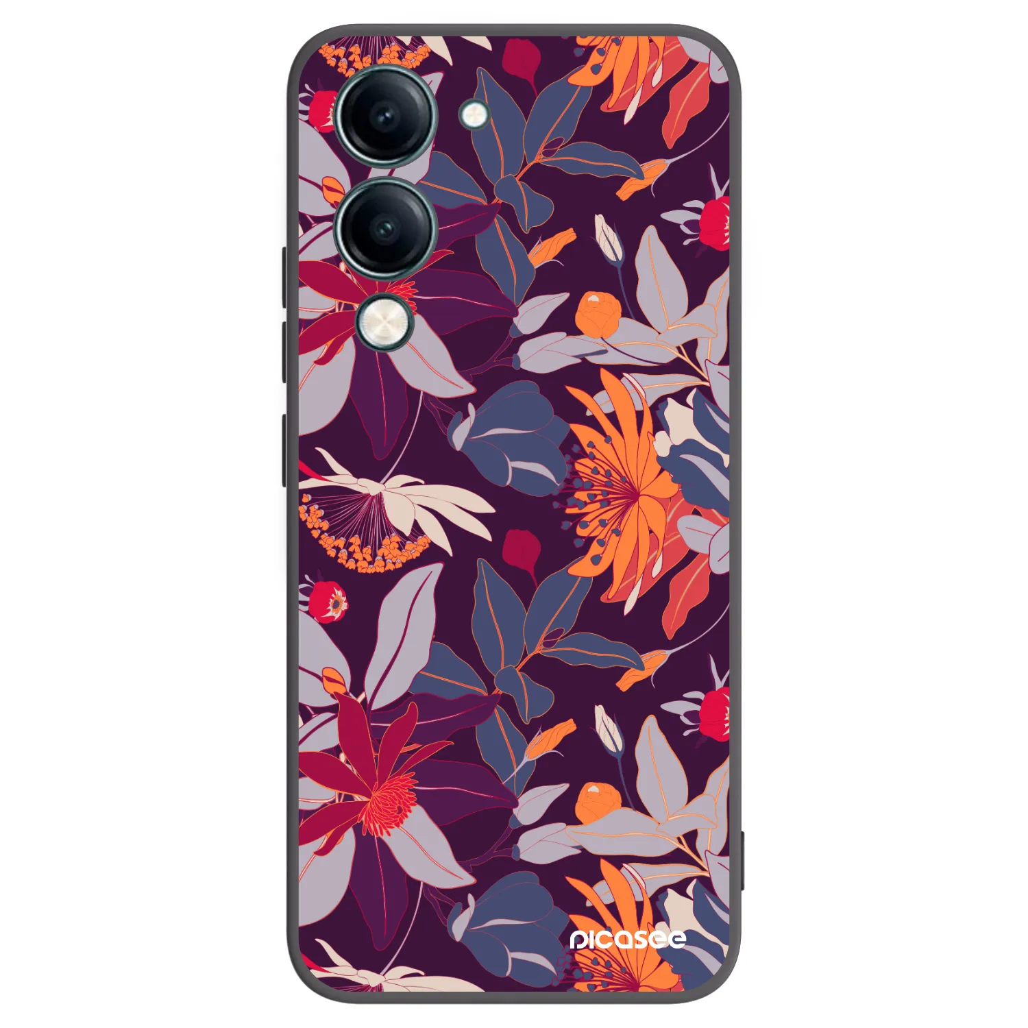 Picasee crna silikonska maskica za Vivo Y29s 5G - Purple Leaf