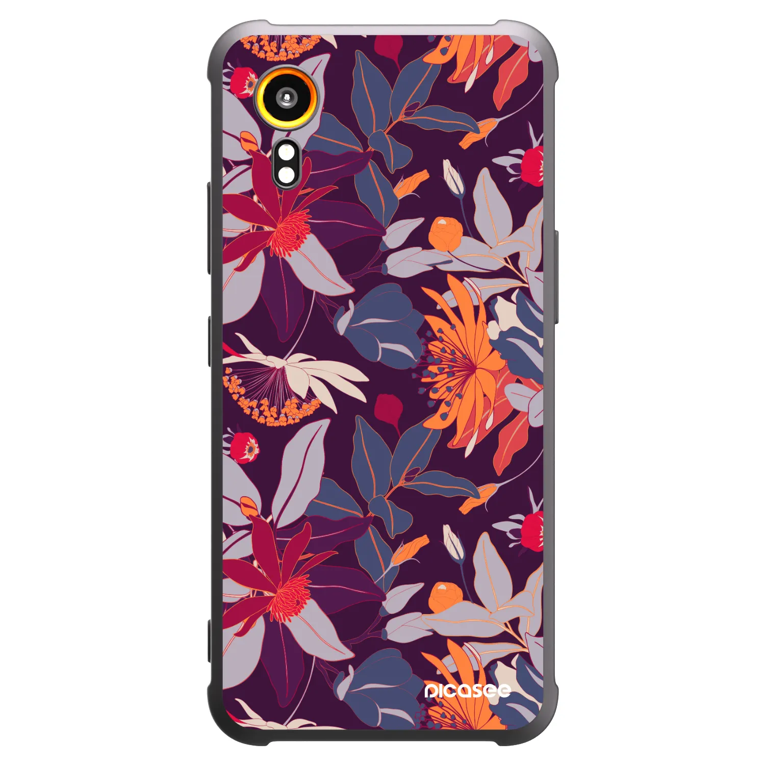 Picasee crna silikonska maskica za Samsung Galaxy Xcover 7 - Purple Leaf