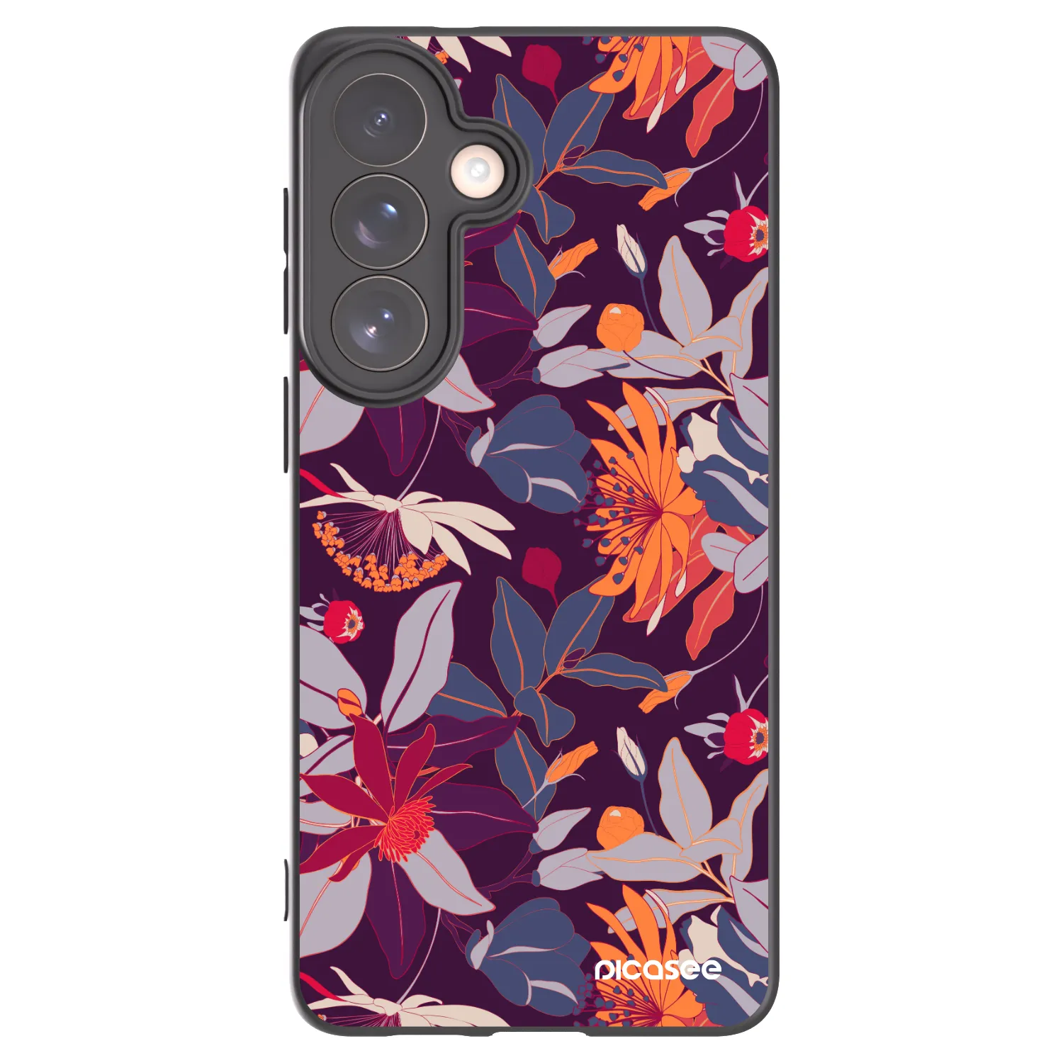 Picasee crna silikonska maskica za Samsung Galaxy S26+ - Purple Leaf