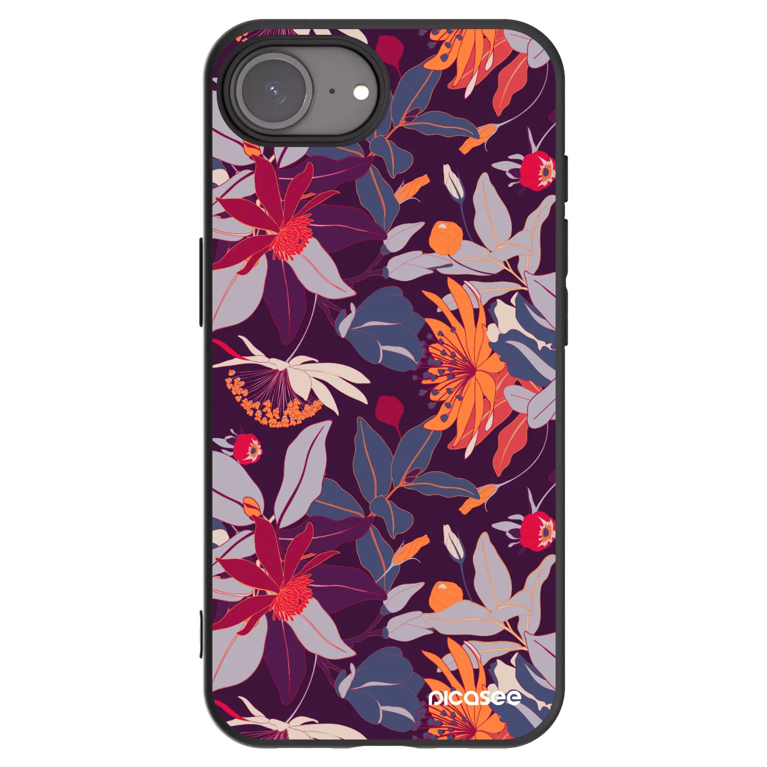 Picasee crna silikonska maskica za Apple iPhone 17e - Purple Leaf