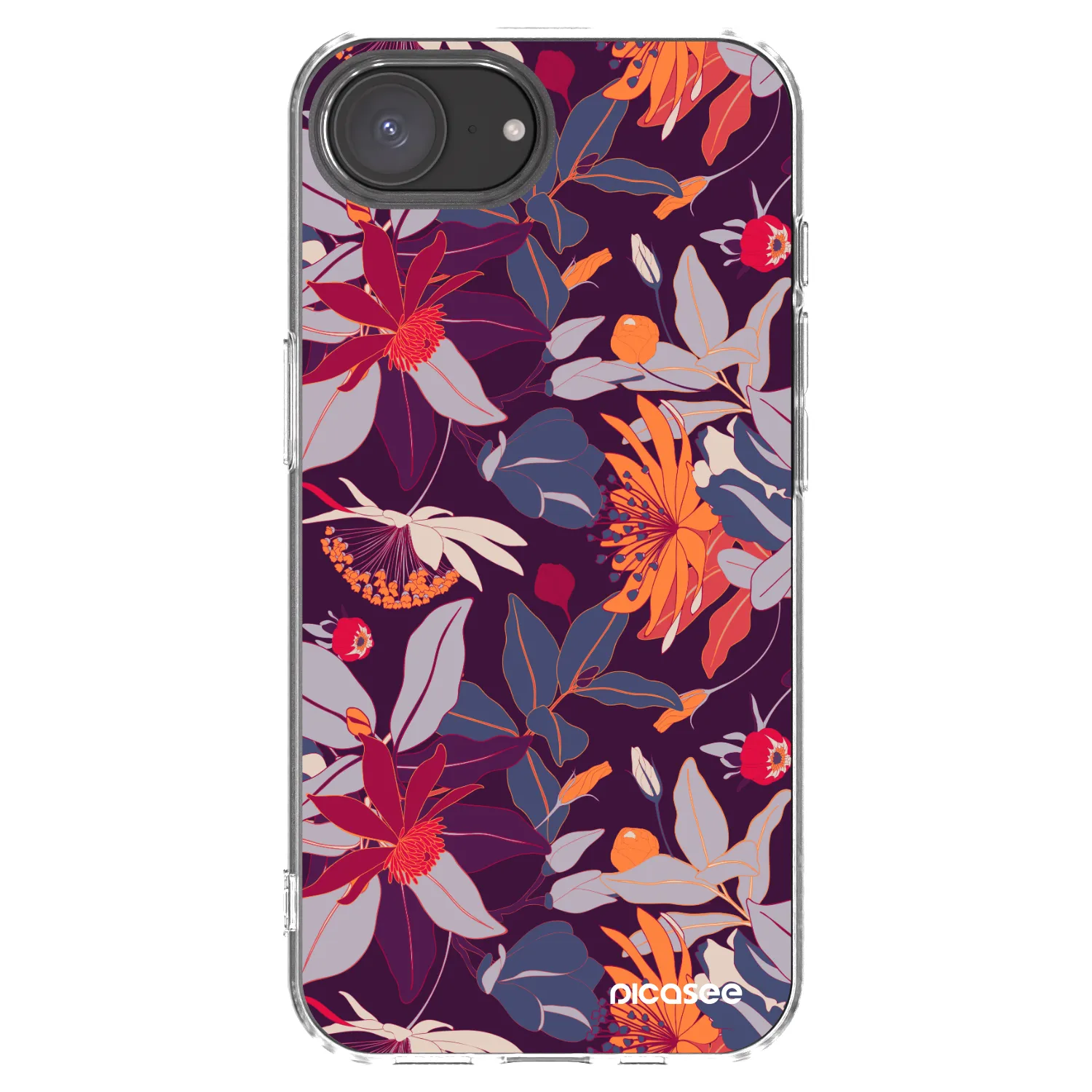 Picasee silikonska prozirna maskica za Apple iPhone 17e - Purple Leaf