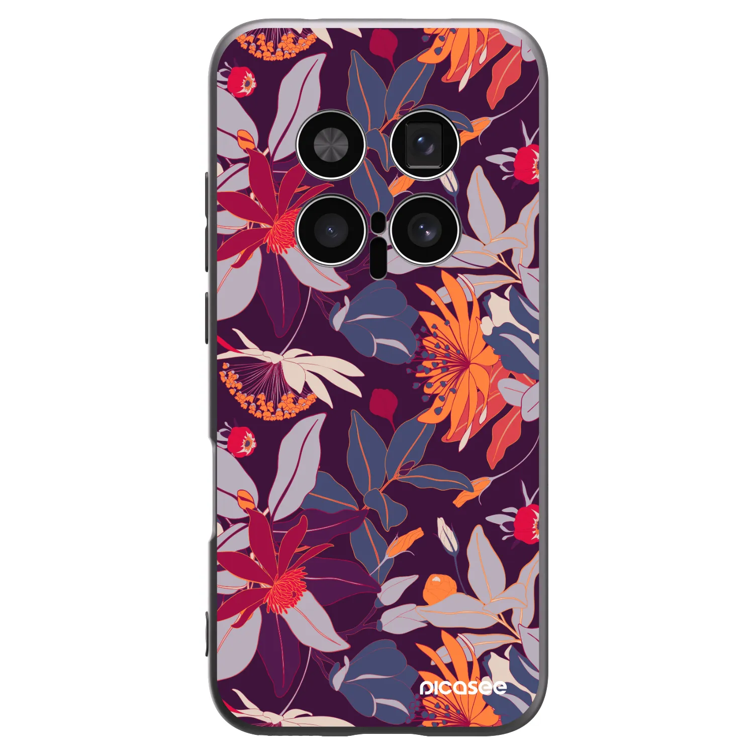 Picasee crna silikonska maskica za Honor Magic8 Pro 5G - Purple Leaf