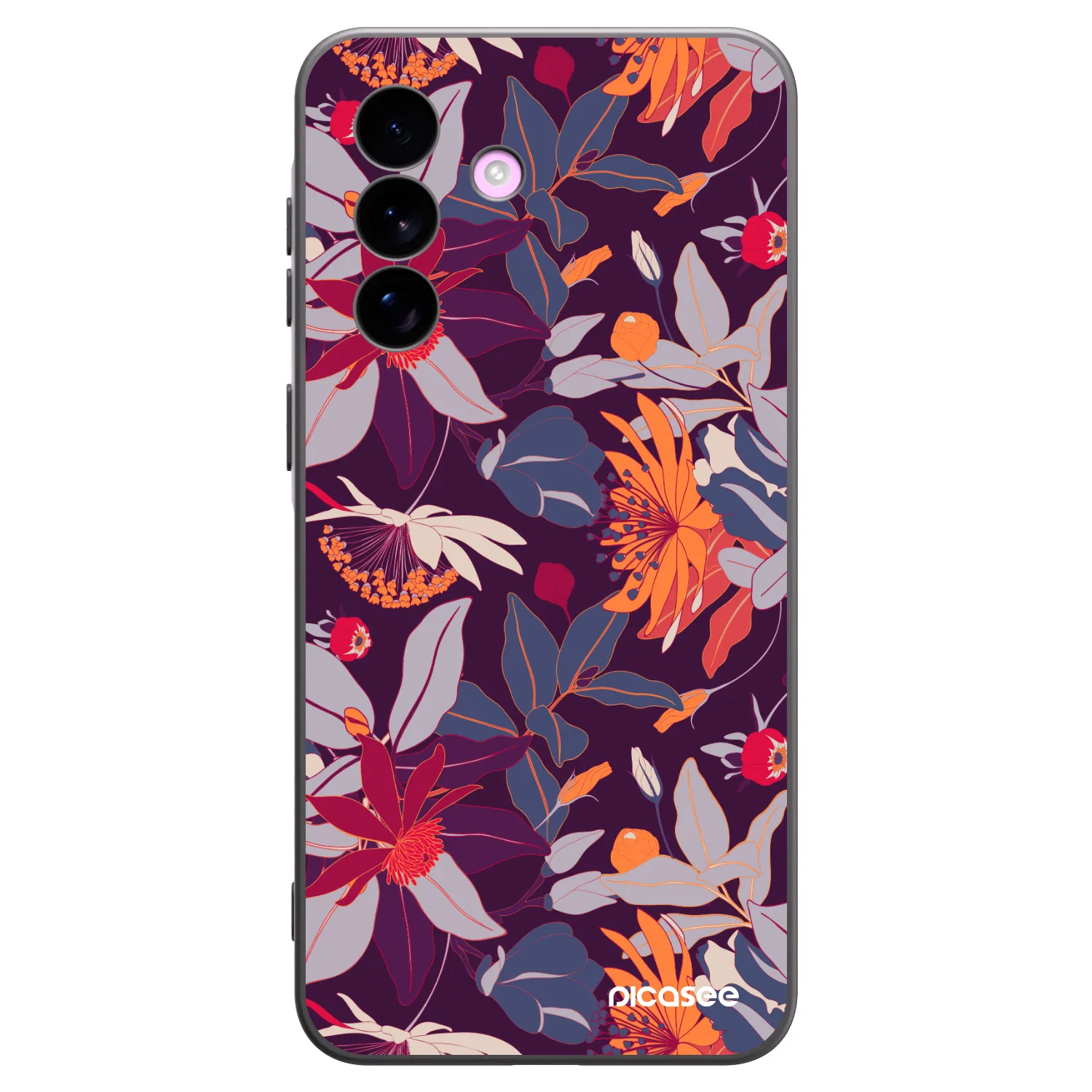 Picasee crna silikonska maskica za Samsung Galaxy A57 5G - Purple Leaf