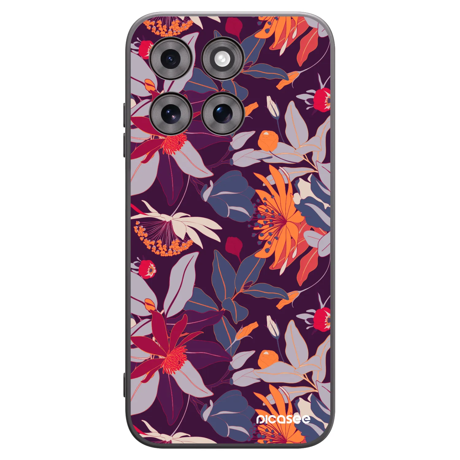 Picasee crna silikonska maskica za Motorola Moto G77 - Purple Leaf