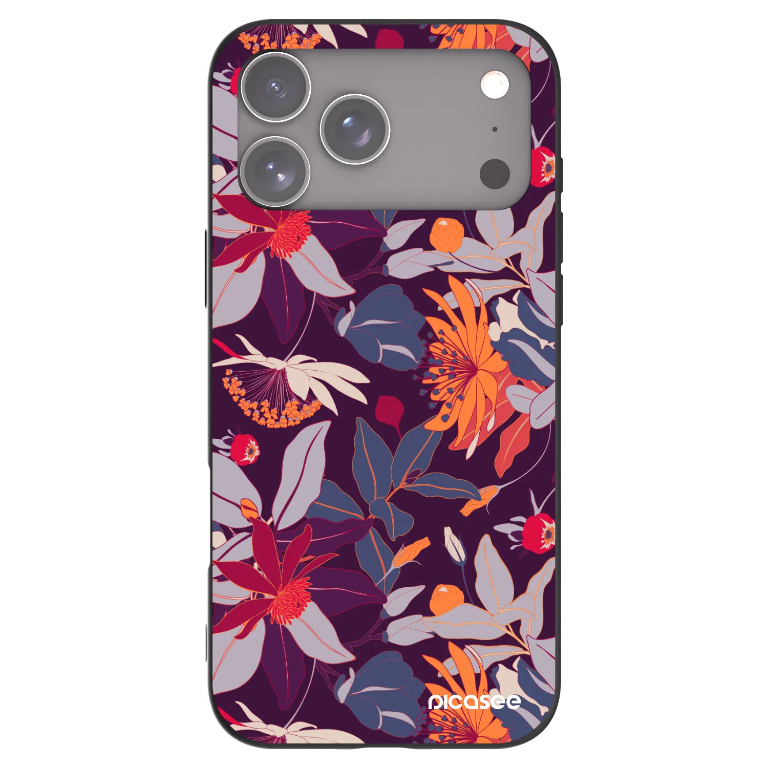 Picasee crna silikonska maskica za Apple iPhone 18 Pro Max - Purple Leaf