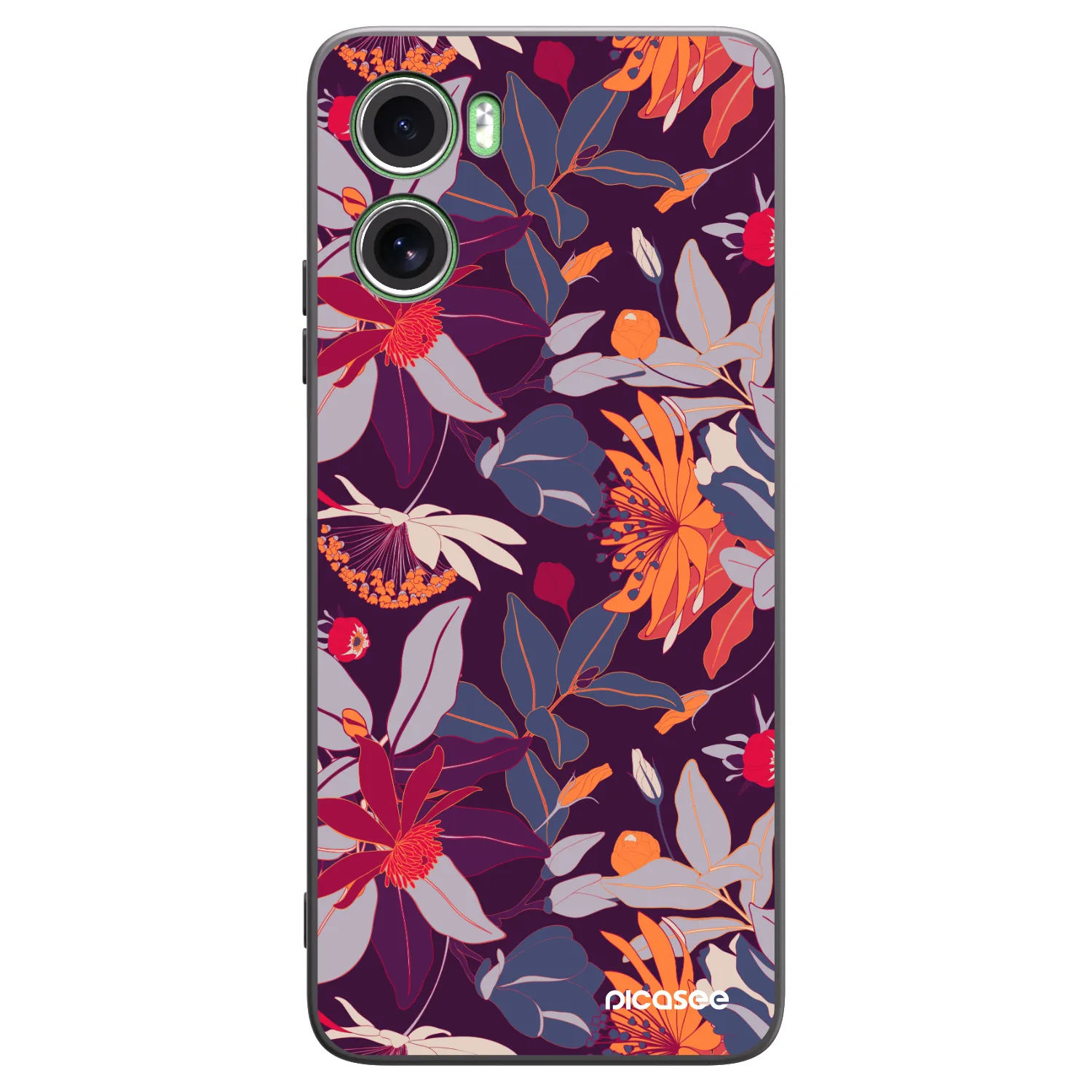 Picasee crna silikonska maskica za Motorola Moto G06 - Purple Leaf