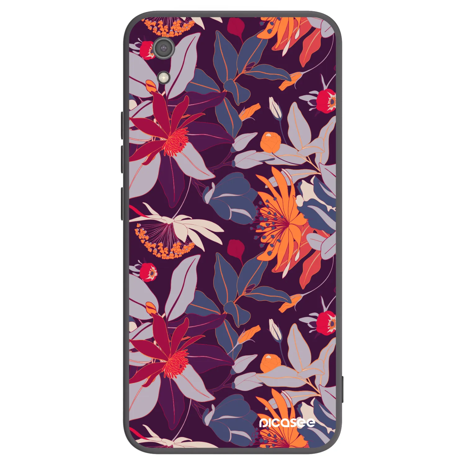 Picasee crna silikonska maskica za Xiaomi Redmi 7A - Purple Leaf