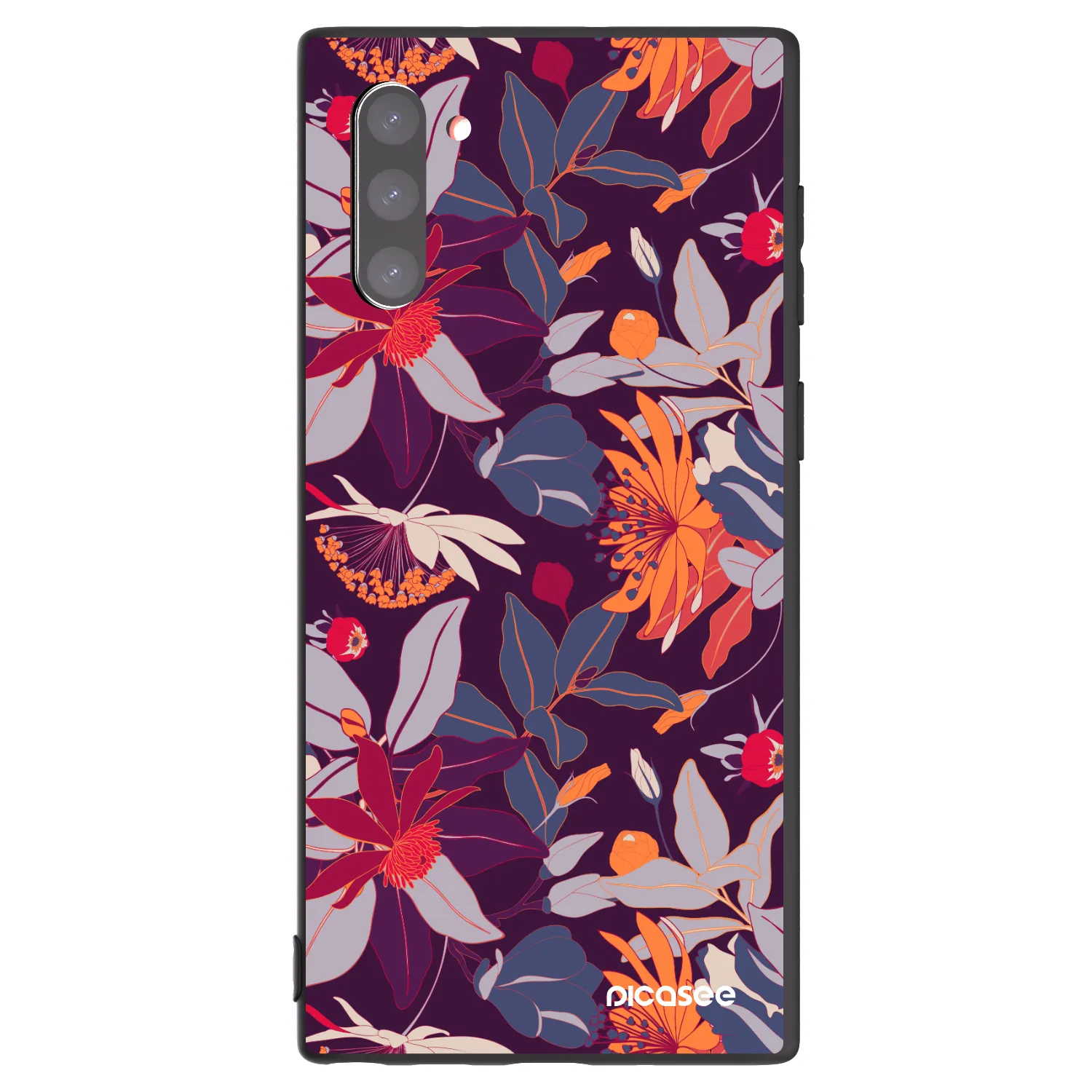 Picasee crna silikonska maskica za Samsung Galaxy Note 10 N970F - Purple Leaf