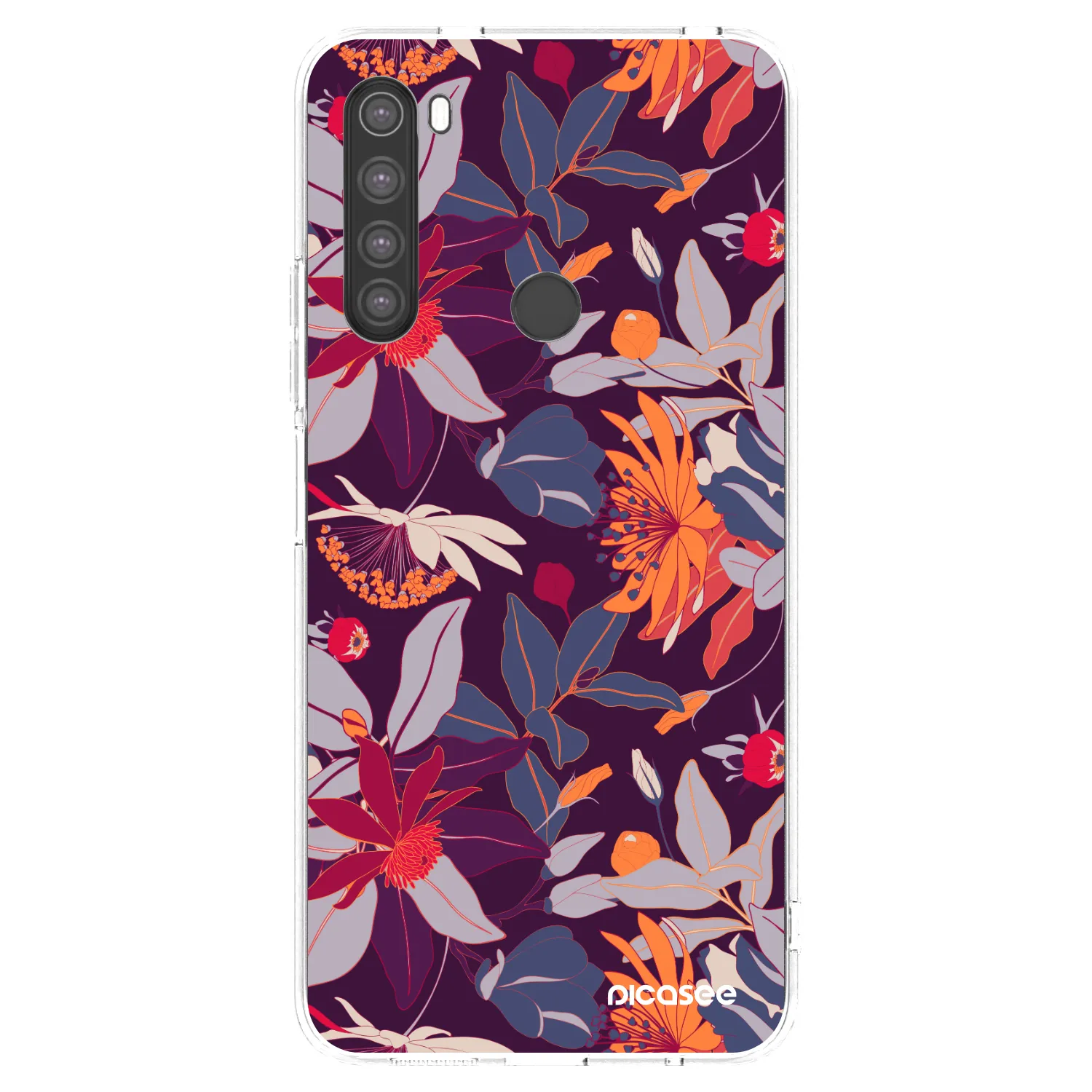 Picasee silikonska prozirna maskica za Xiaomi Redmi Note 8 - Purple Leaf