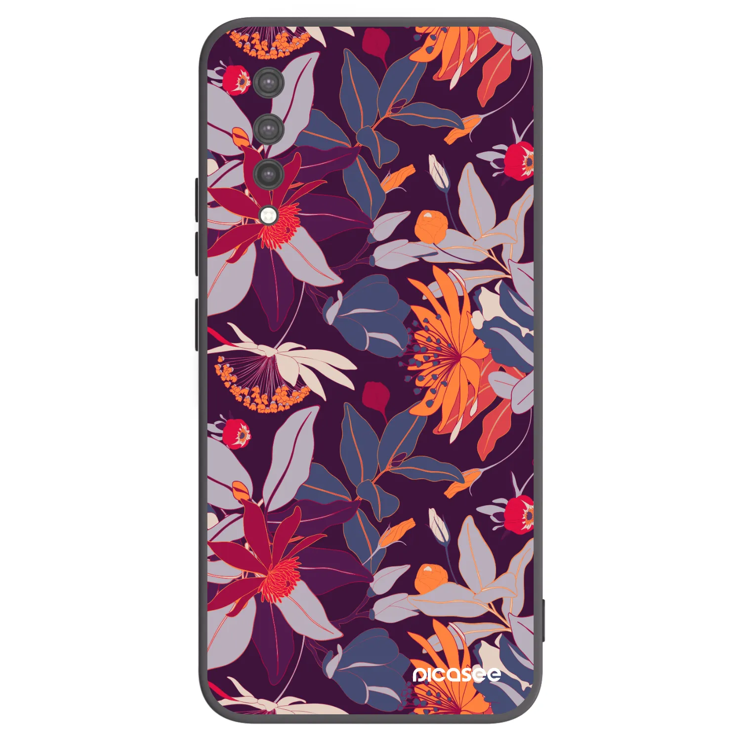 Picasee crna silikonska maskica za Xiaomi Mi 9 Lite - Purple Leaf
