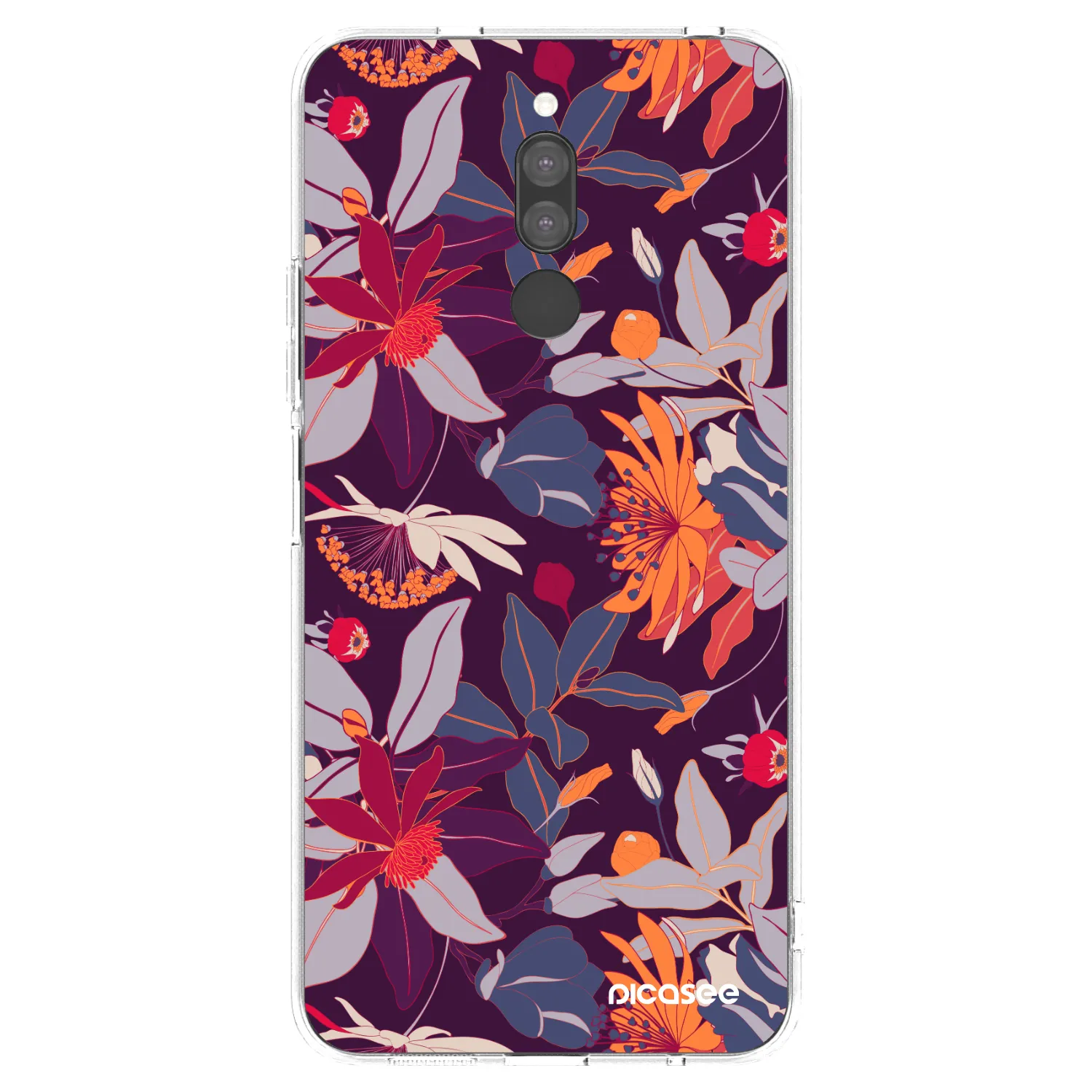 Picasee silikonska prozirna maskica za Xiaomi Redmi 8 - Purple Leaf