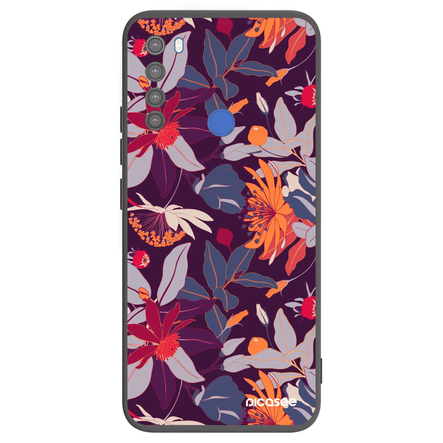 Picasee crna silikonska maskica za Xiaomi Redmi Note 8T - Purple Leaf