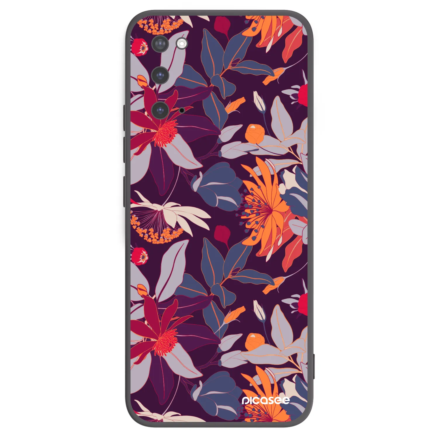 Picasee crna silikonska maskica za Samsung Galaxy S20 G980F - Purple Leaf