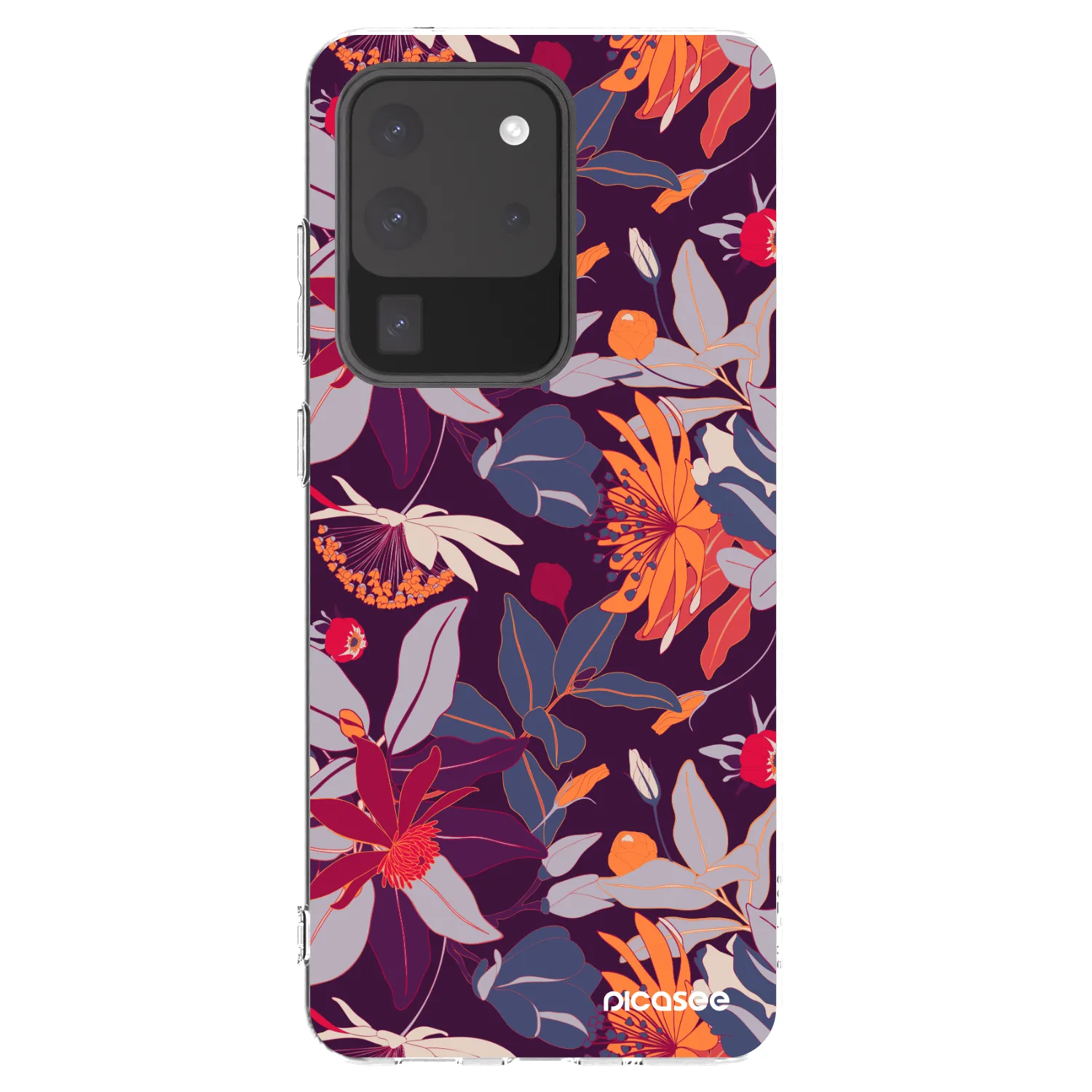 Picasee silikonska prozirna maskica za Samsung Galaxy S20 Ultra 5G G988F - Purple Leaf