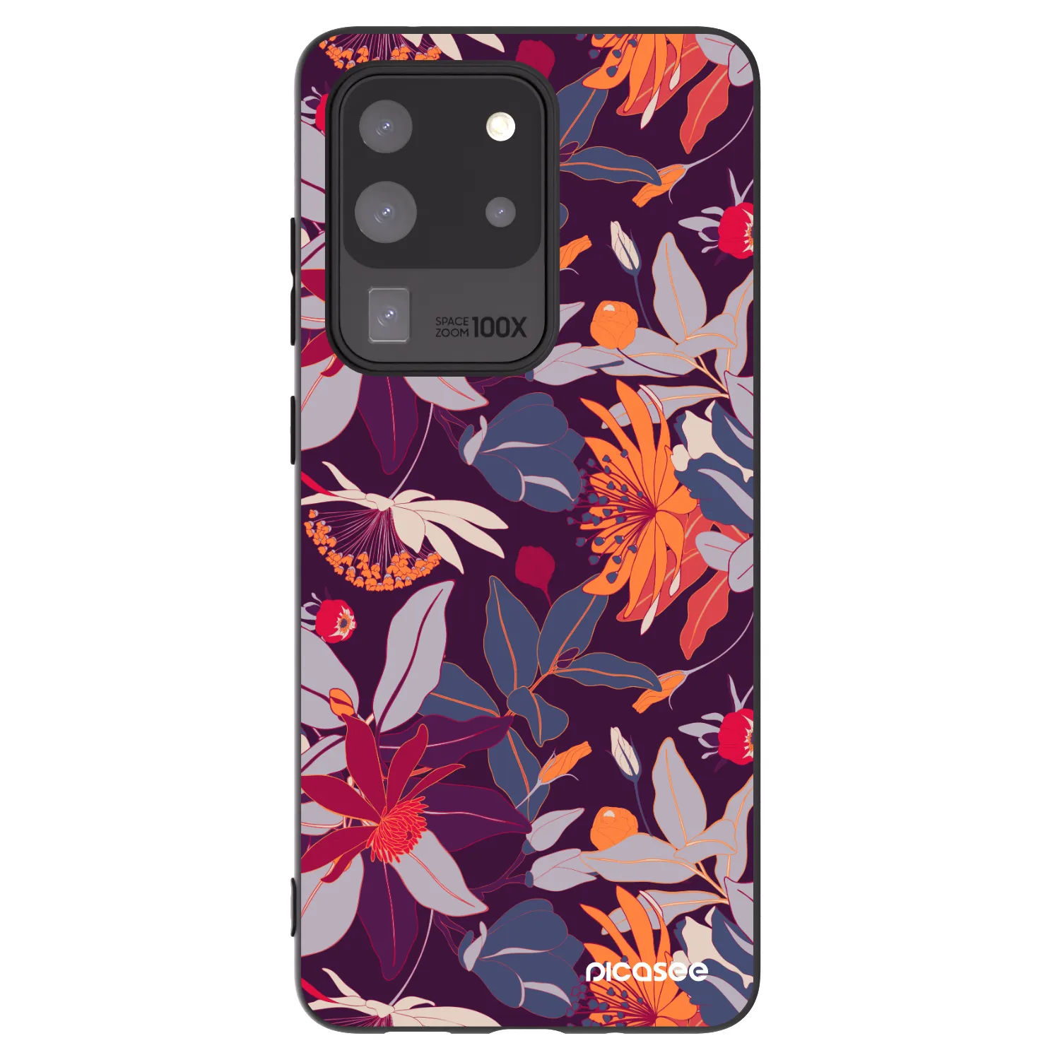 Picasee crna silikonska maskica za Samsung Galaxy S20 Ultra 5G G988F - Purple Leaf