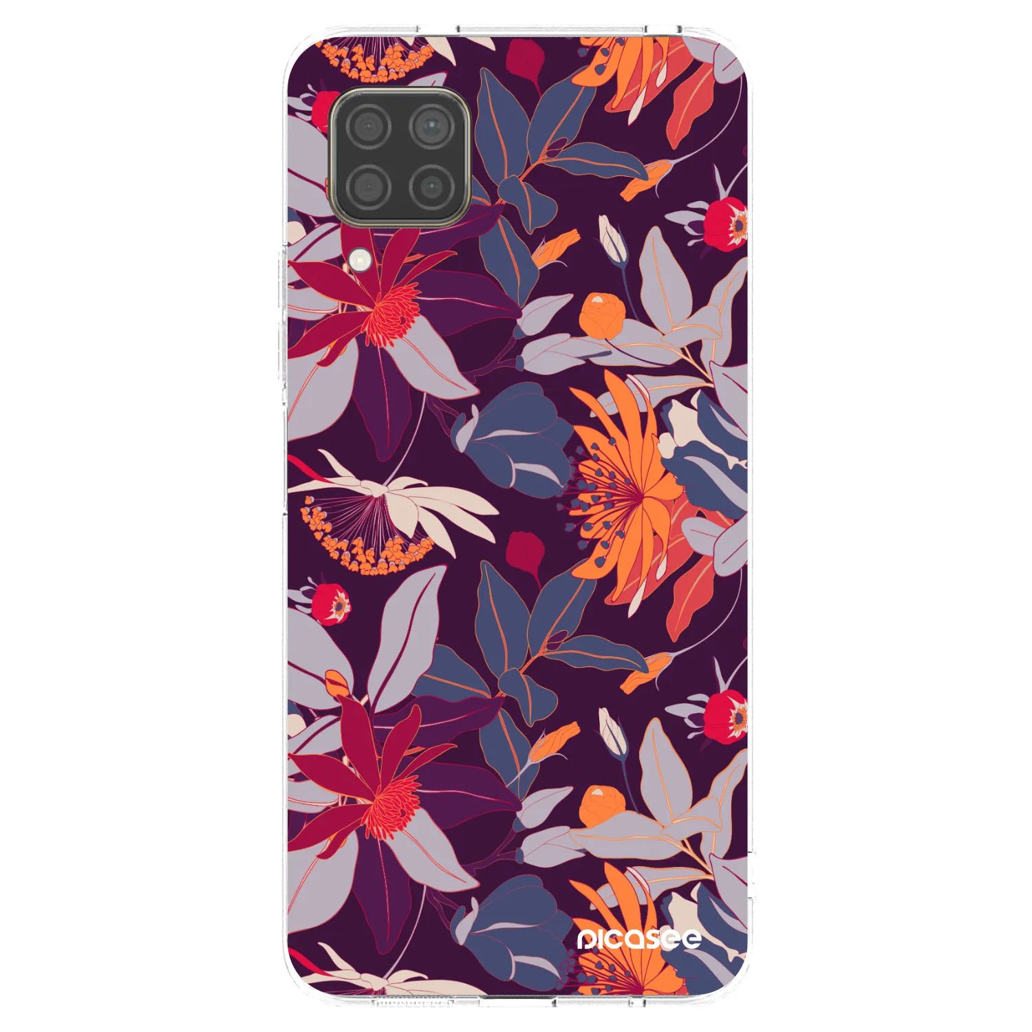 Picasee silikonska prozirna maskica za Huawei P40 Lite - Purple Leaf