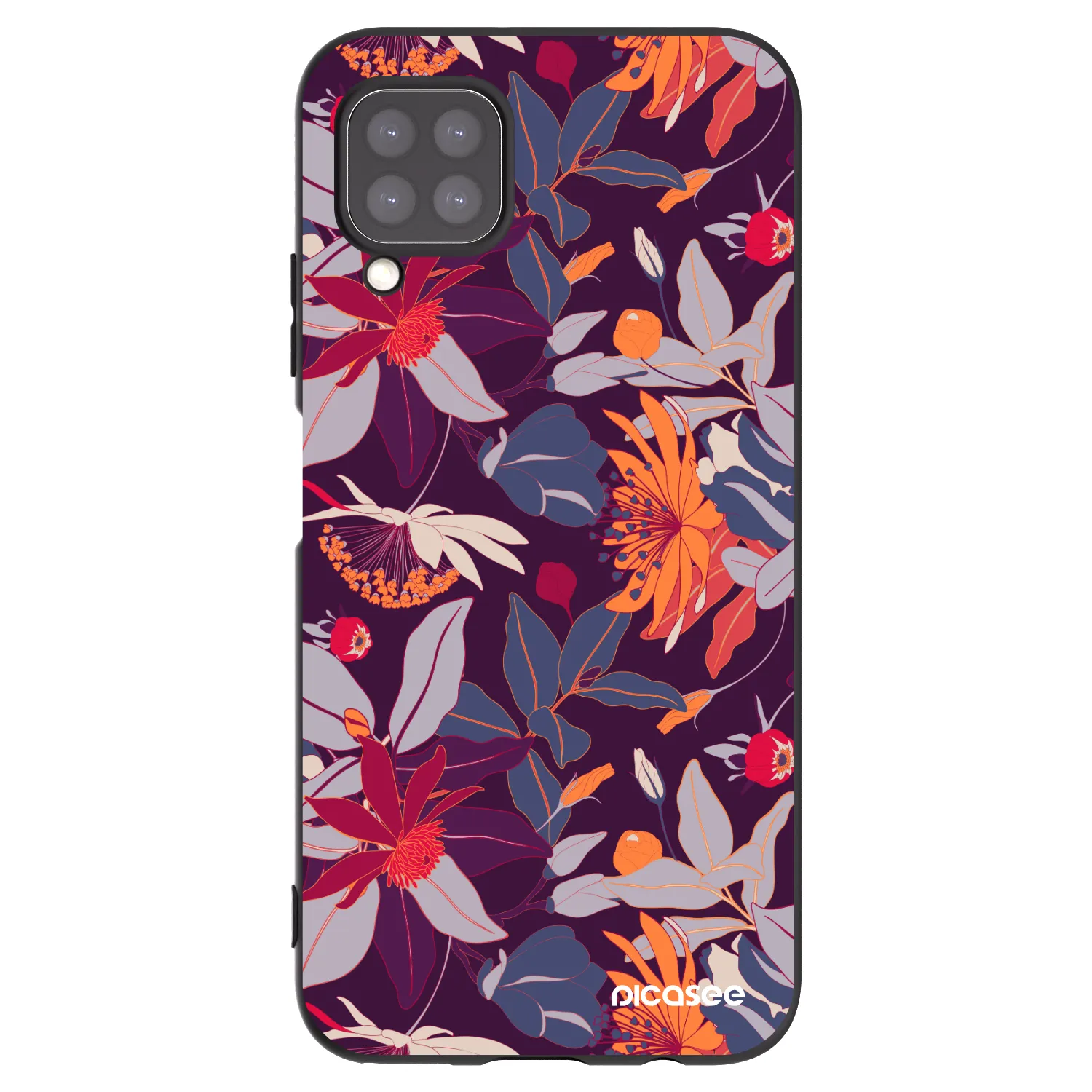 Picasee crna silikonska maskica za Huawei P40 Lite - Purple Leaf