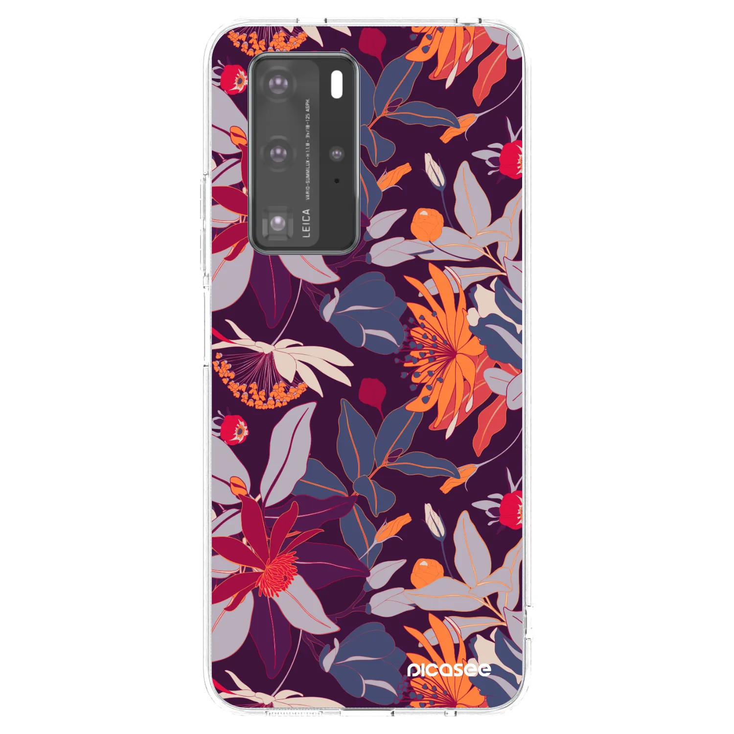 Picasee silikonska prozirna maskica za Huawei P40 Pro - Purple Leaf