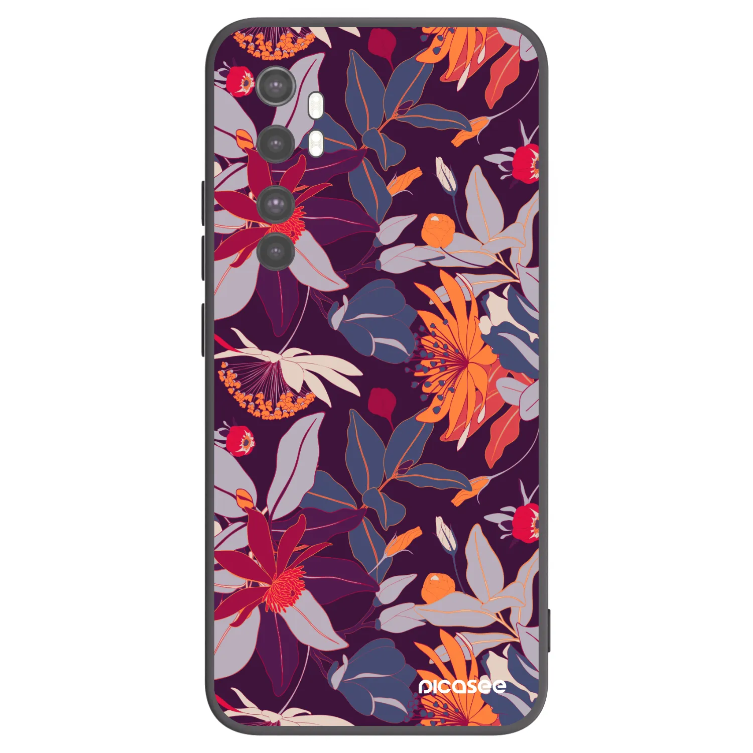 Picasee crna silikonska maskica za Xiaomi Mi Note 10 Lite - Purple Leaf