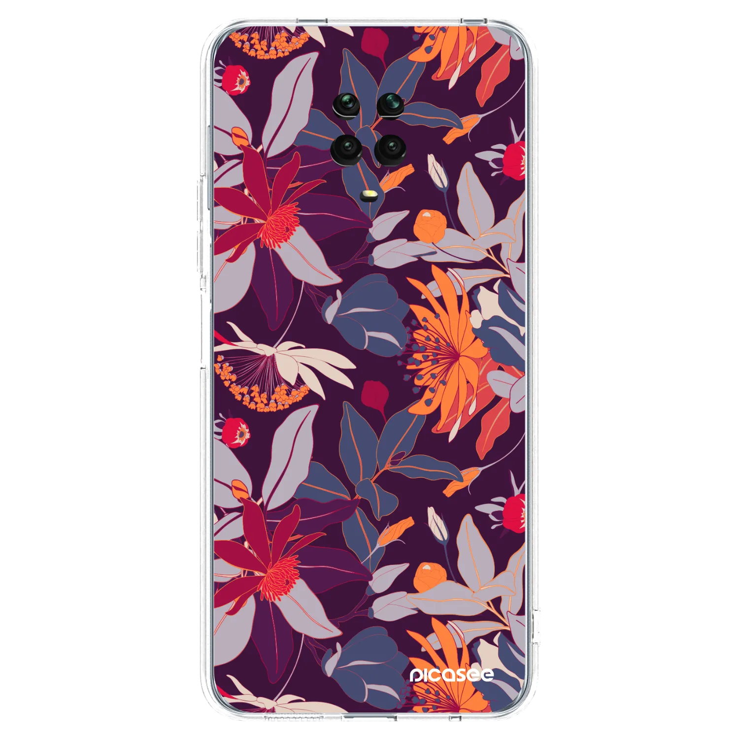 Picasee silikonska prozirna maskica za Xiaomi Redmi Note 9S - Purple Leaf