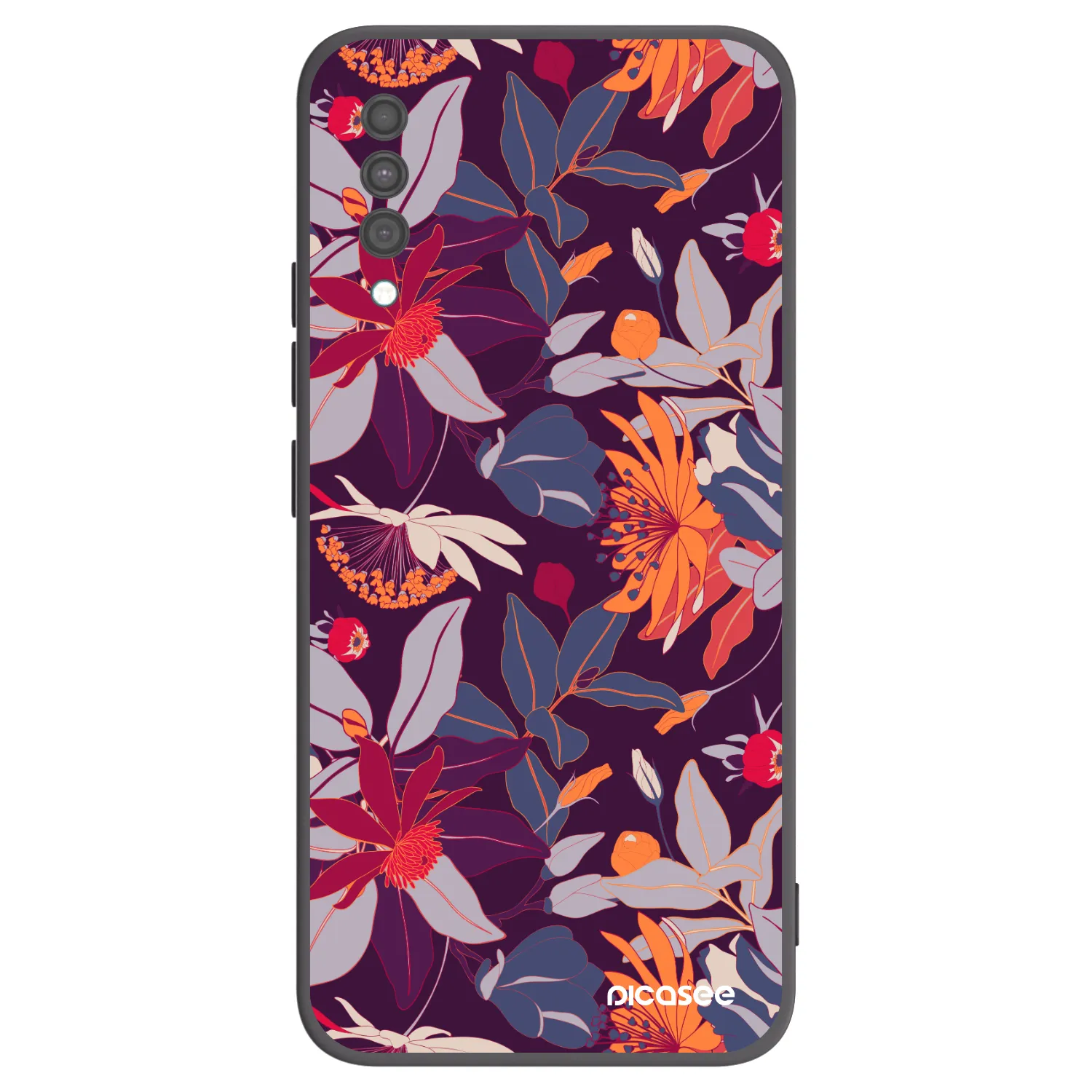 Picasee crna silikonska maskica za Samsung Galaxy A30s A307F - Purple Leaf