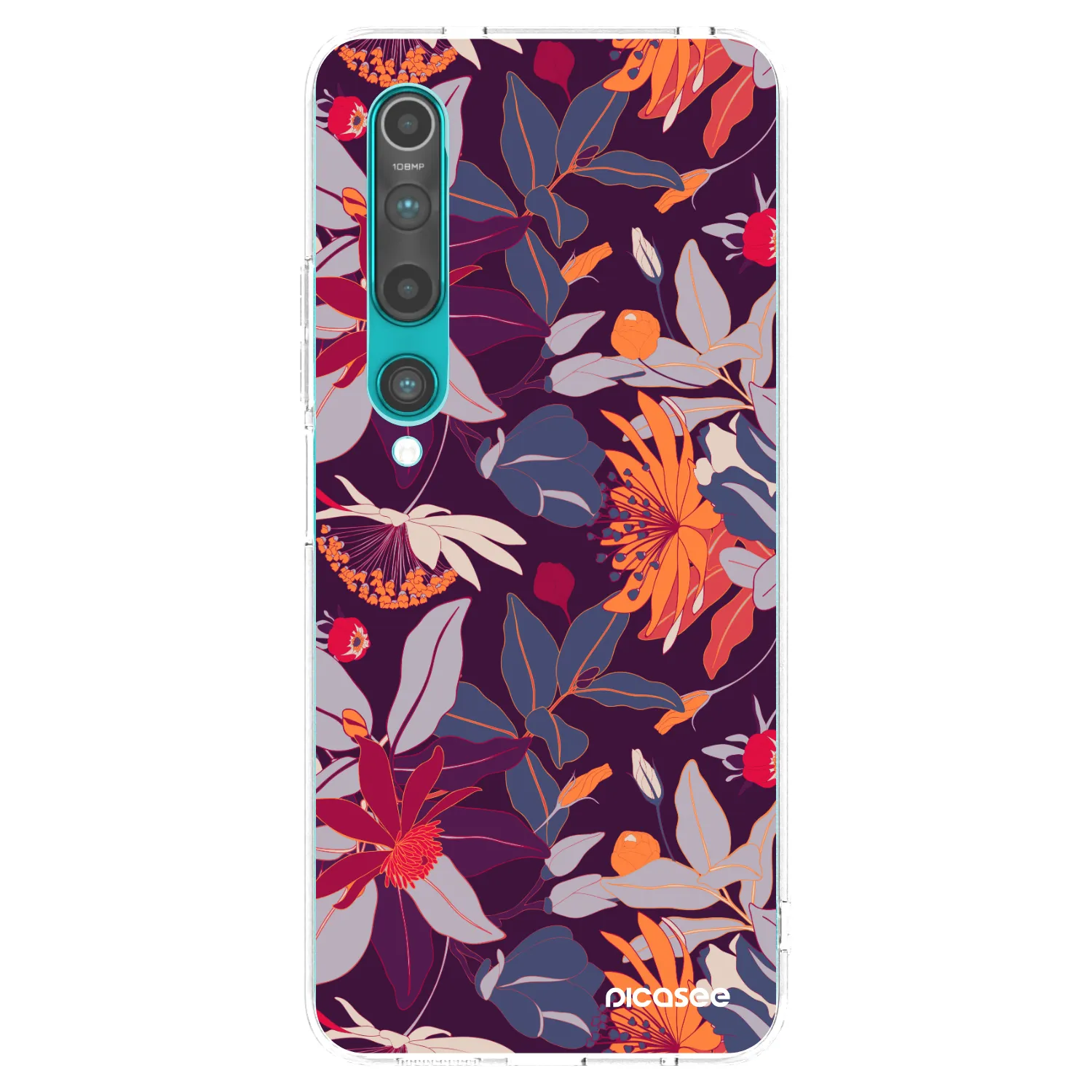 Picasee silikonska prozirna maskica za Xiaomi Mi 10 - Purple Leaf