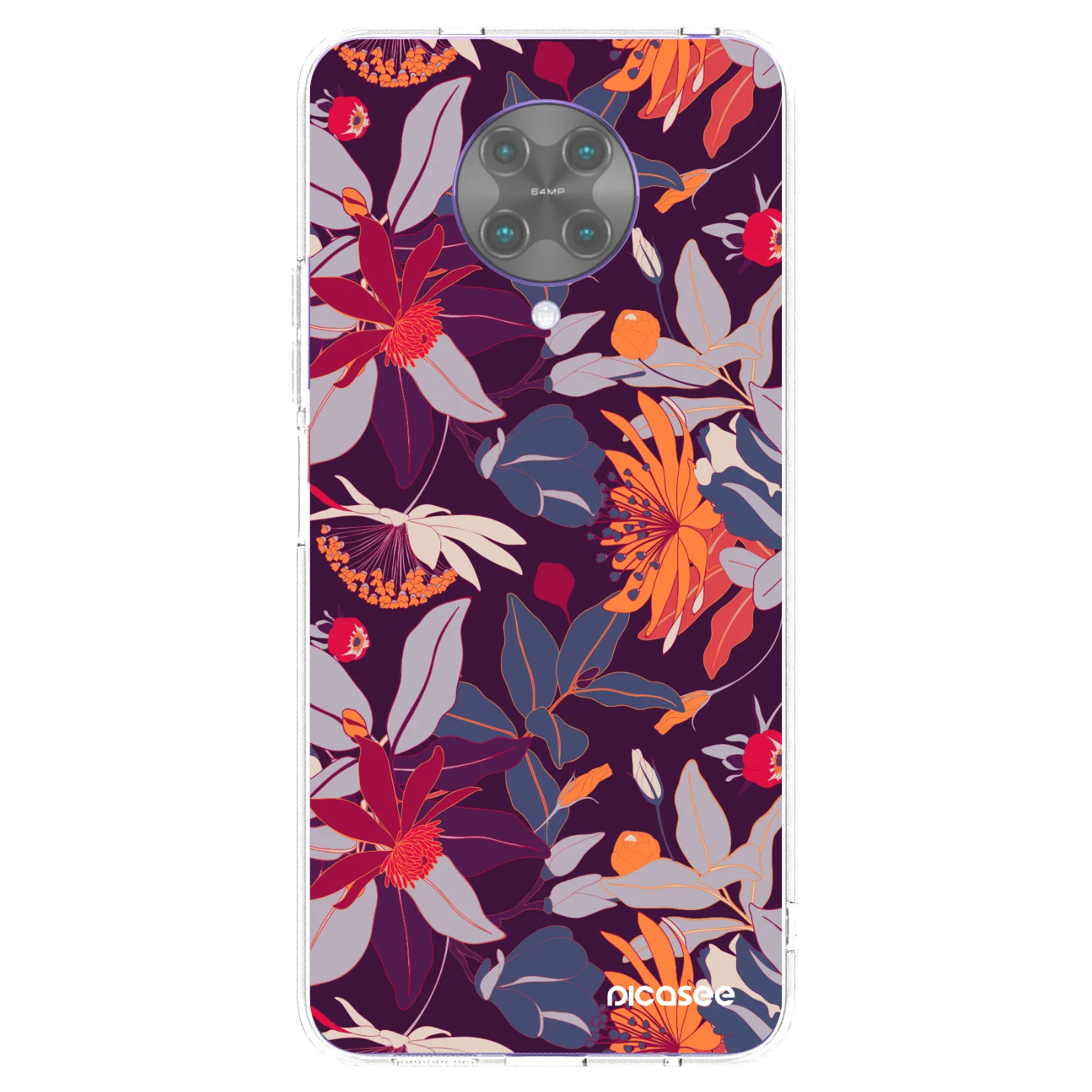 Picasee silikonska prozirna maskica za Xiaomi Poco F2 Pro - Purple Leaf