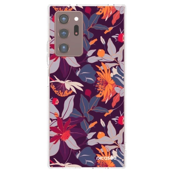 Picasee silikonska prozirna maskica za Samsung Galaxy Note 20 Ultra - Purple Leaf