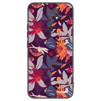 Picasee crna silikonska maskica za Xiaomi Redmi 9 - Purple Leaf