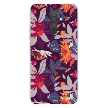 Picasee silikonska prozirna maskica za Xiaomi Redmi 9 - Purple Leaf